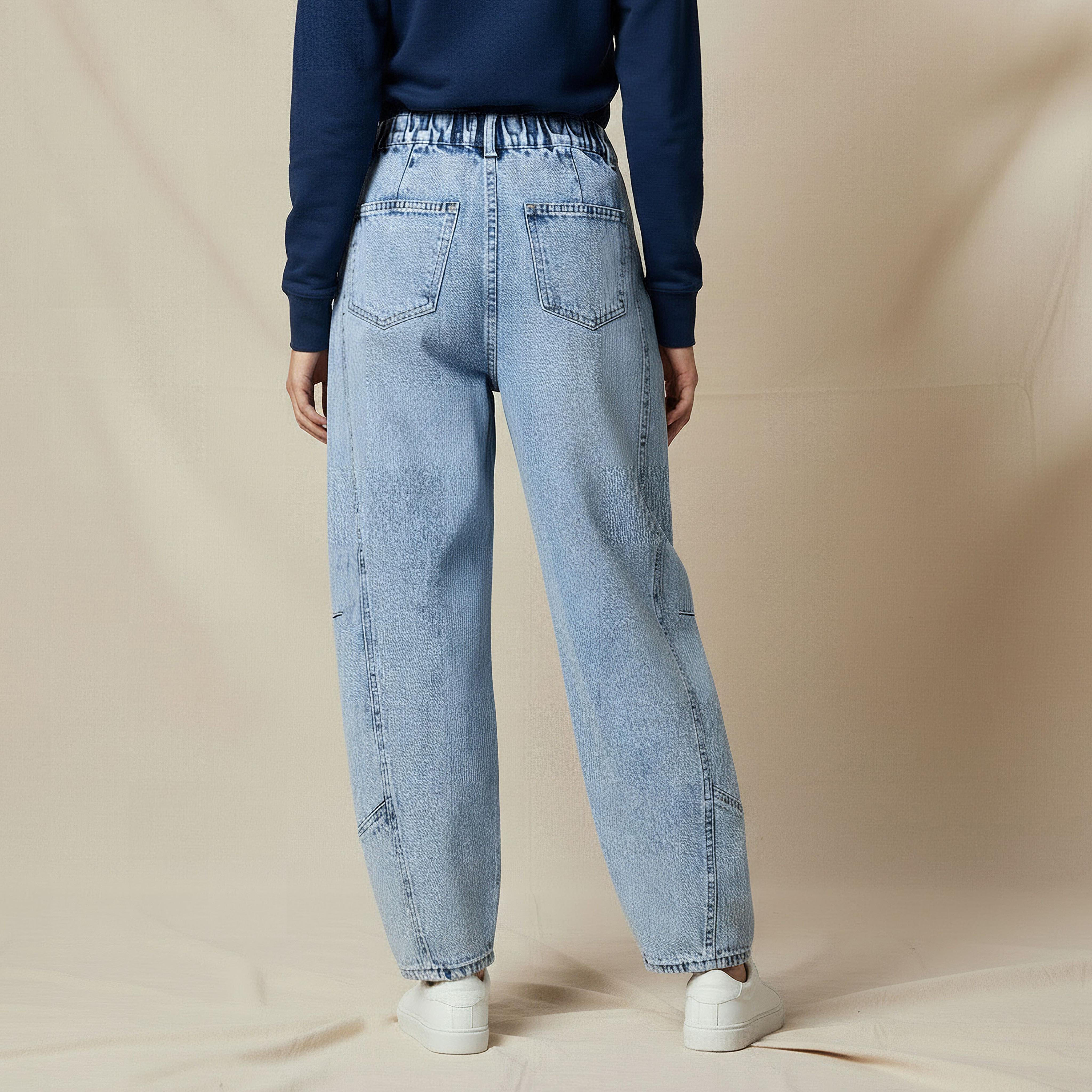 بنطلون جينز بقصة برميل وخصر متوسط من تو إكستريمز-women-clothing-bottoms-jeans-image-4