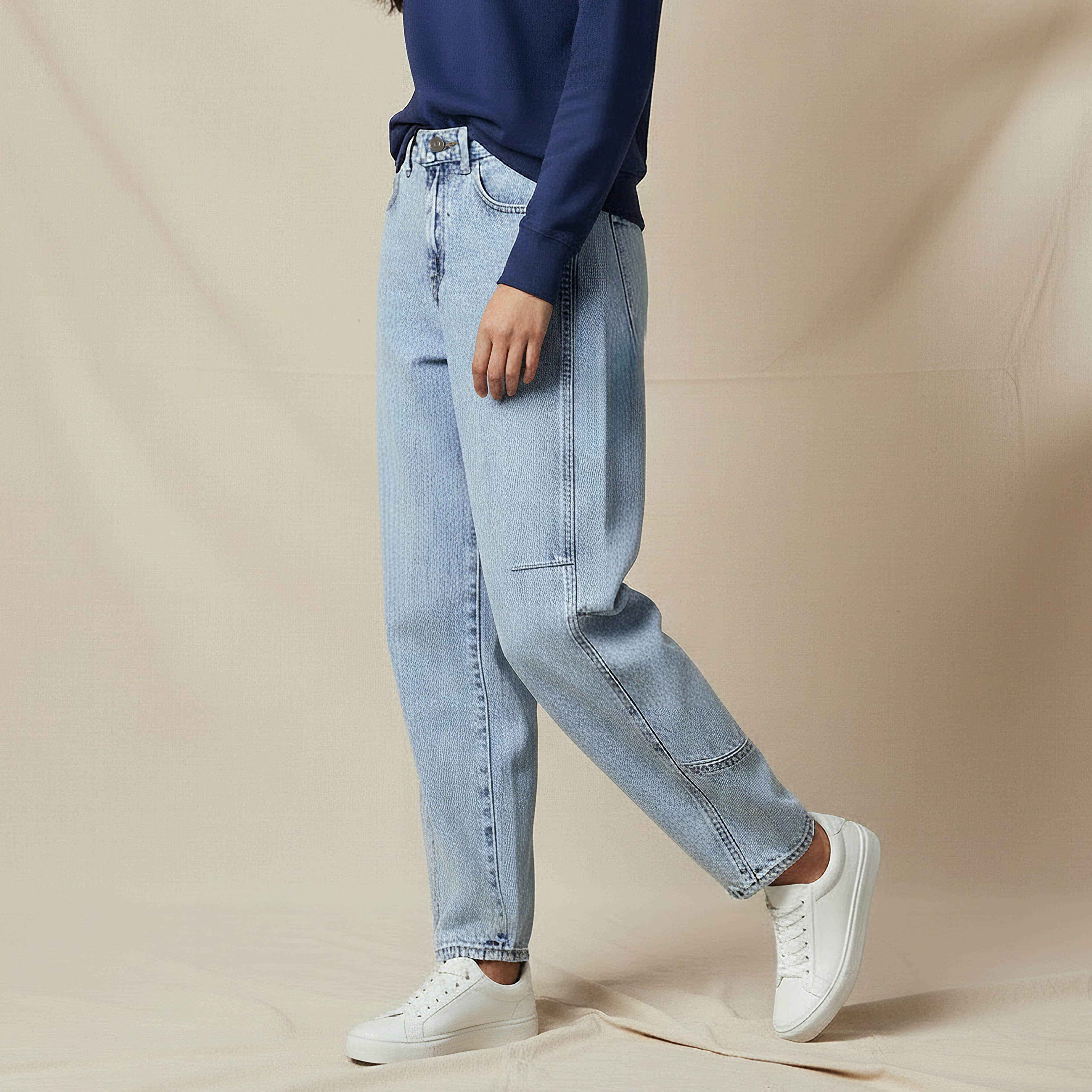 بنطلون جينز بقصة برميل وخصر متوسط من تو إكستريمز-women-clothing-bottoms-jeans-image-5