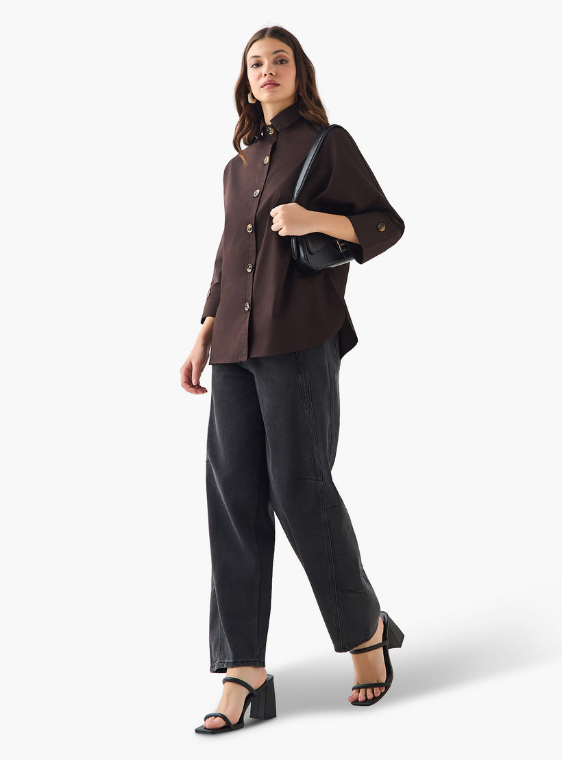 بنطلون جينز بقصة برميل وخصر متوسط من تو إكستريمز-women-clothing-bottoms-jeans-image-4