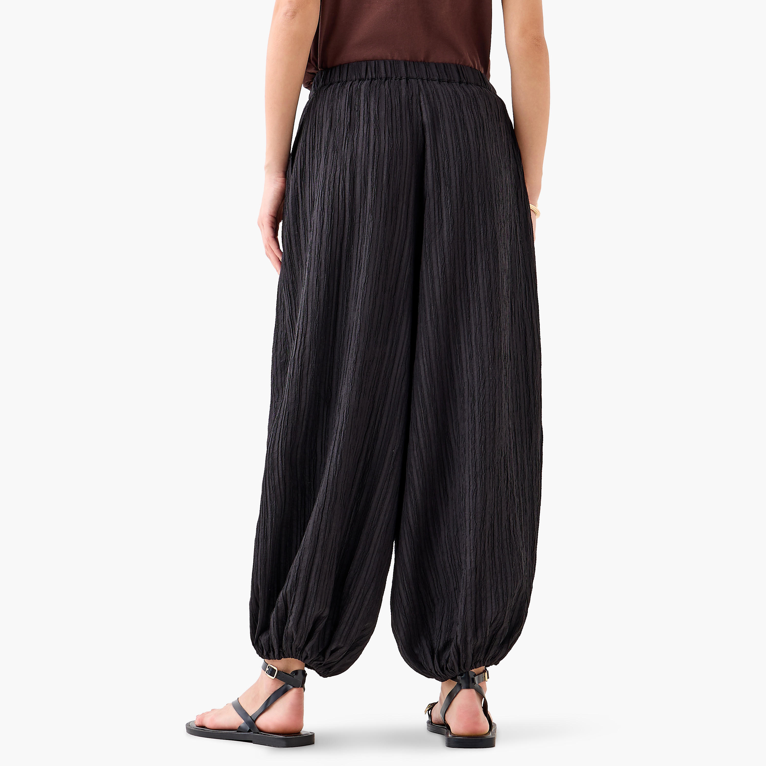 2Xtremz Relaxed Fit Mid-Rise Textured Cotton Harem Pants-women-clothing-bottoms-trousers-image-5