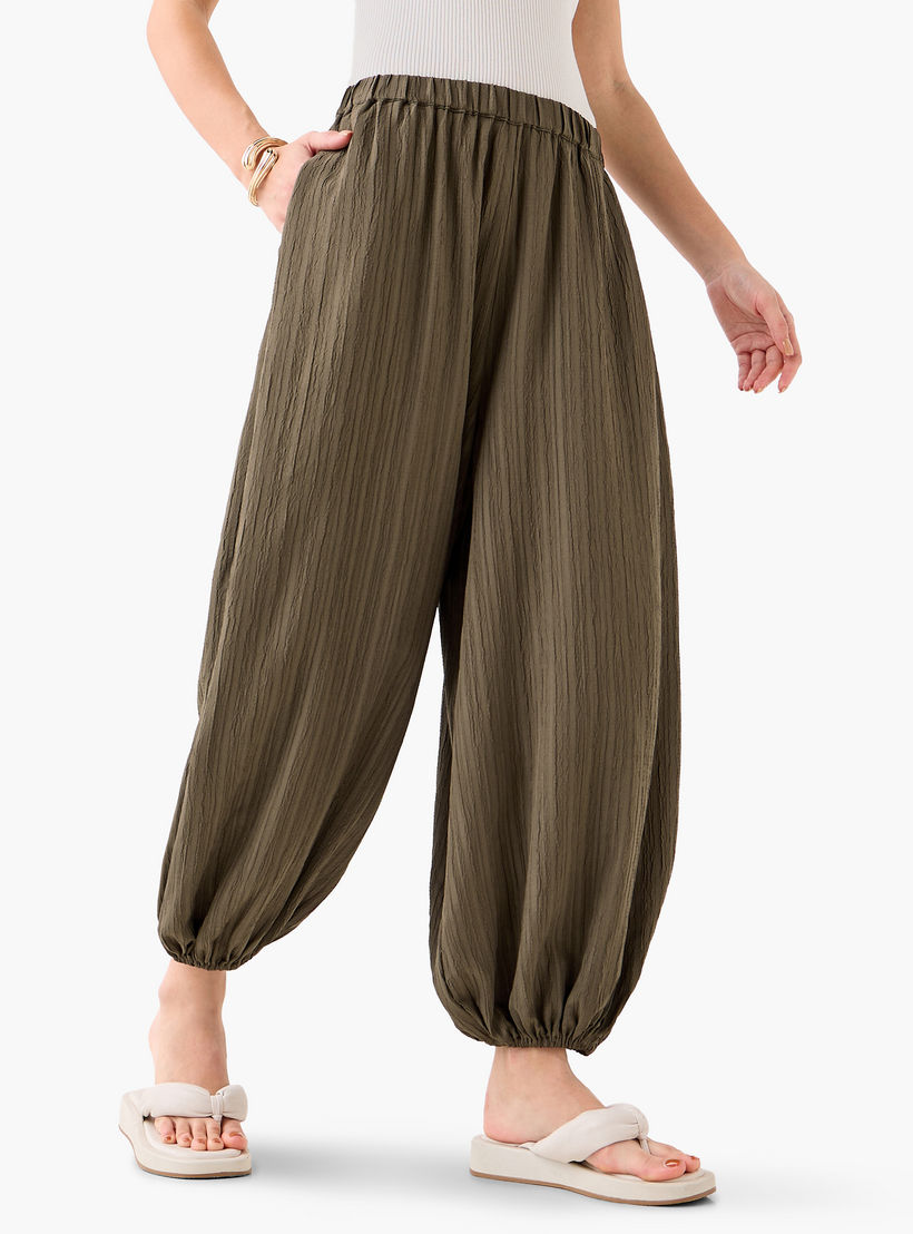 2Xtremz Relaxed Fit Mid-Rise Textured Cotton Harem Pants-women-clothing-bottoms-trousers-image-2