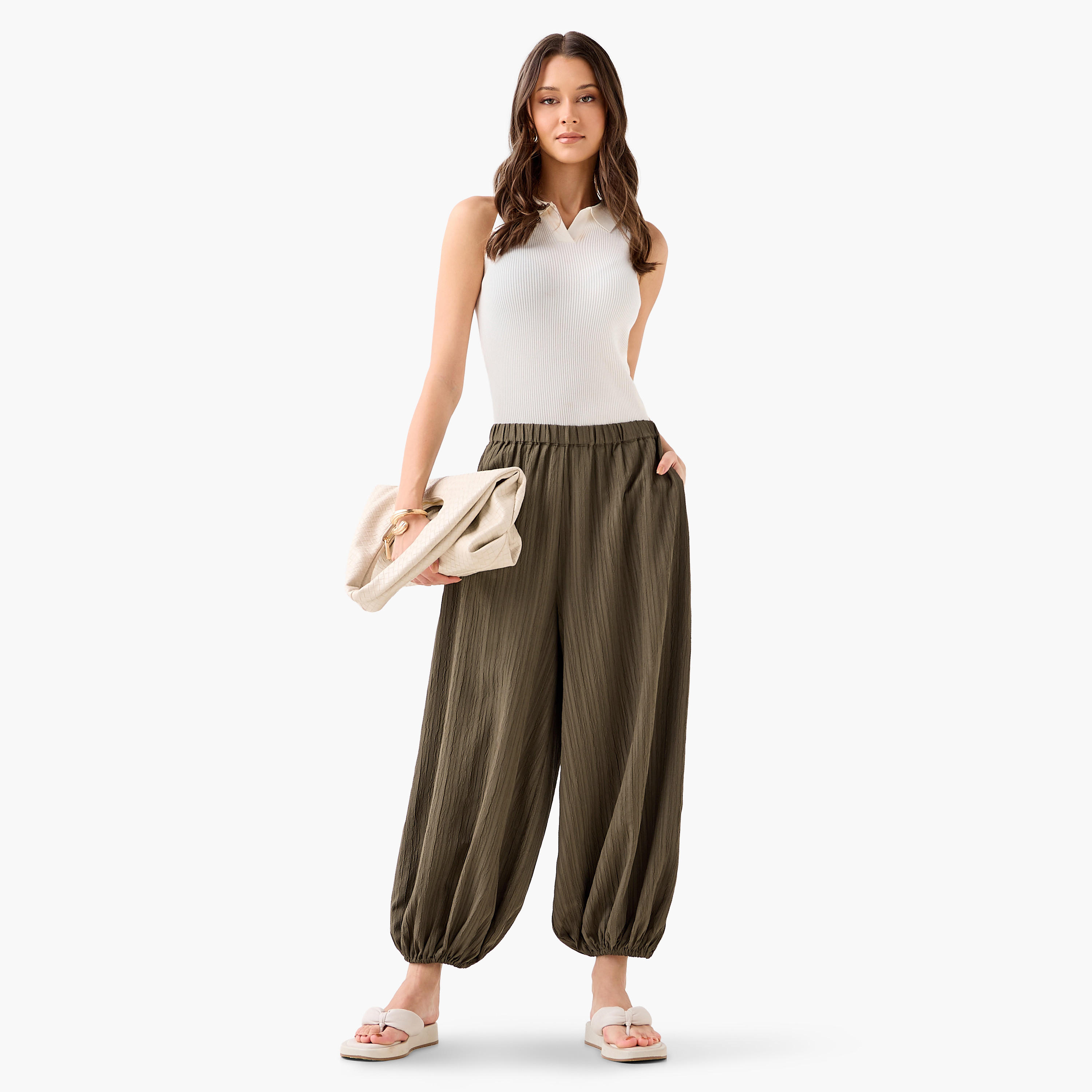 2Xtremz Relaxed Fit Mid-Rise Textured Cotton Harem Pants-women-clothing-bottoms-trousers-image-4