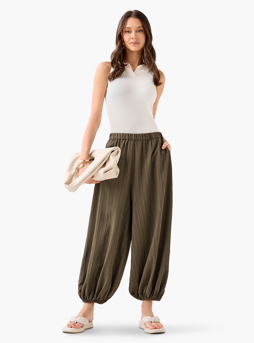 2Xtremz Relaxed Fit Mid-Rise Textured Cotton Harem Pants-women-clothing-bottoms-trousers-image-4