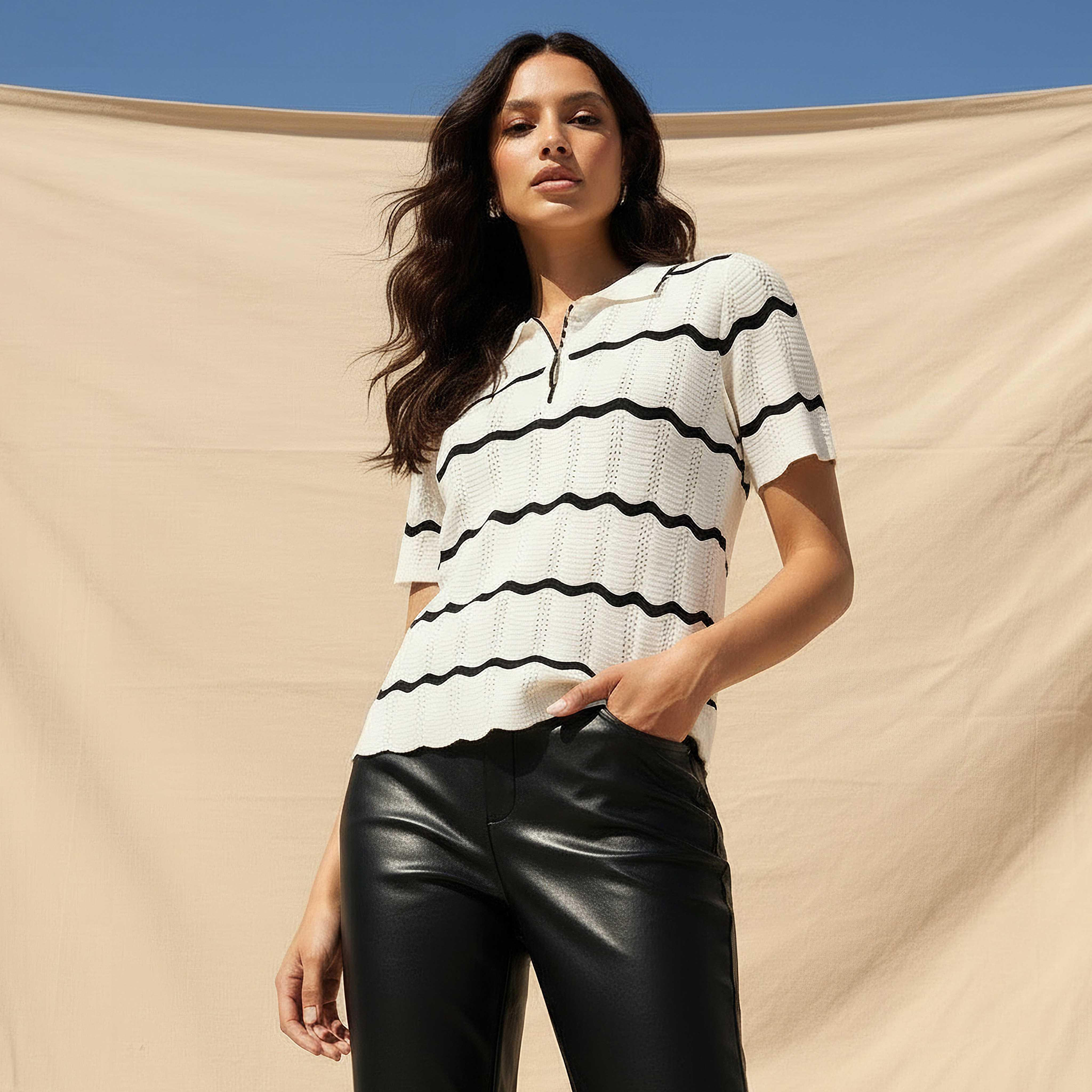 تيشيرت مخطط من تو إكستريمز-women-clothing-tshirts-image-1