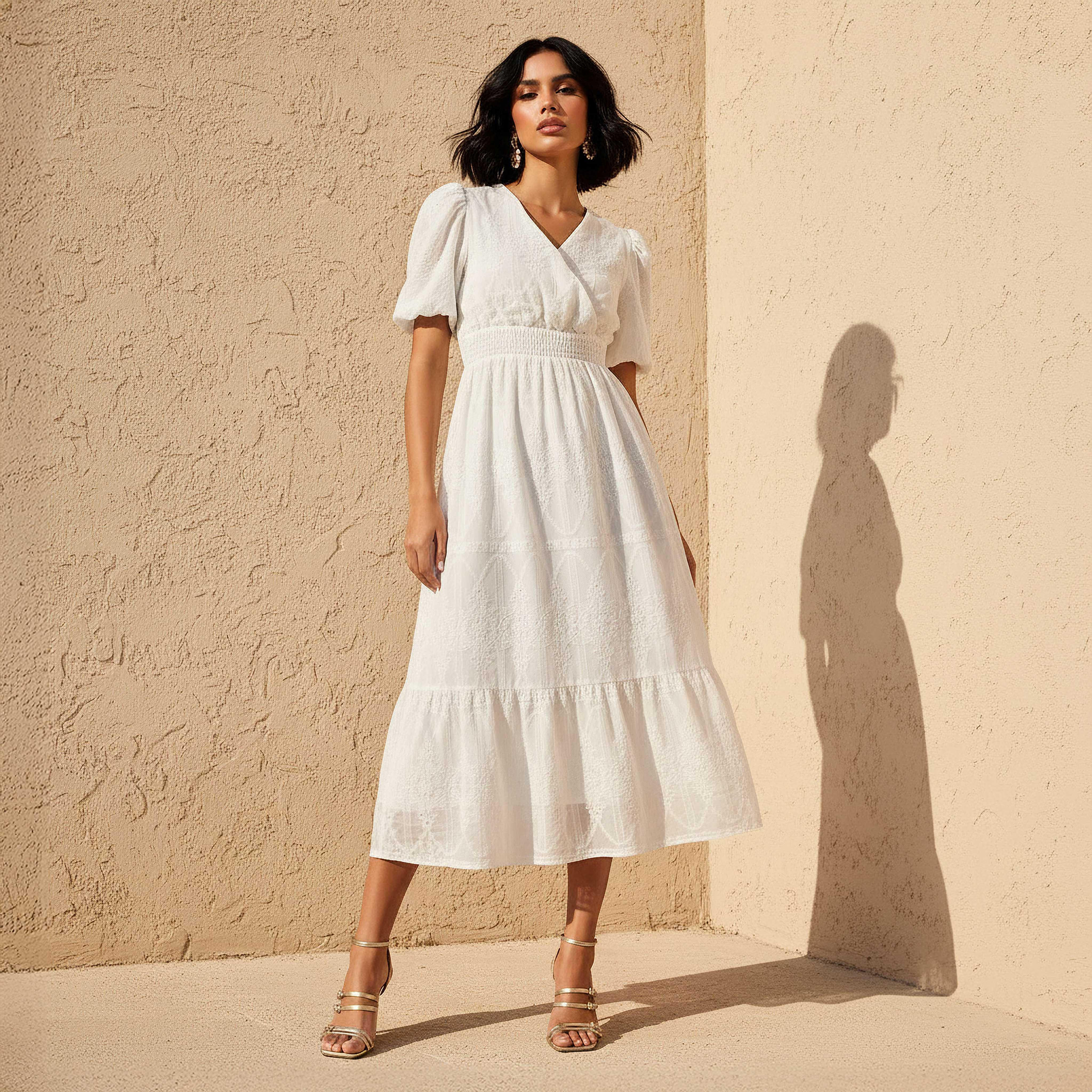 2Xtremz Midi Dress with Puff Sleeves and Embroidery-women-clothing-dresses-image-3