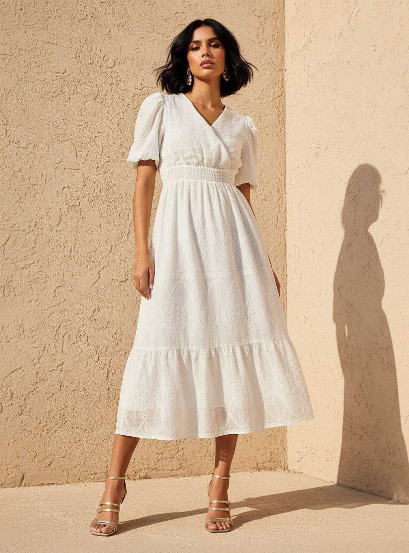 فستان ميدي بأكمام منفوخة وتطريز من تو إكستريمز-women-clothing-dresses-image-3