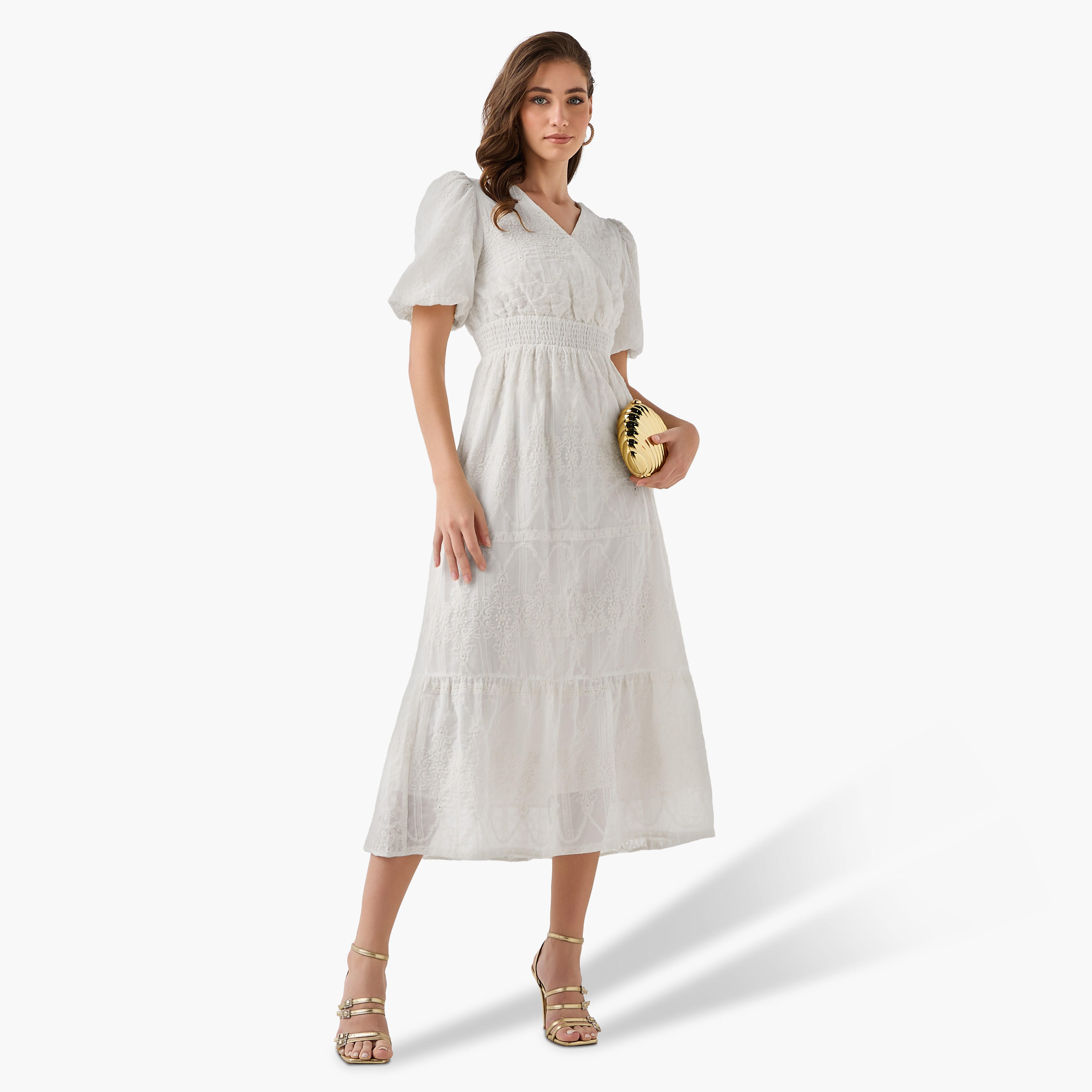 فستان ميدي بأكمام منفوخة وتطريز من تو إكستريمز-women-clothing-dresses-image-6