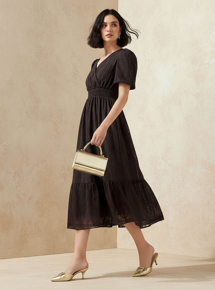 2Xtremz Midi Dress with Puff Sleeves and Embroidery-women-clothing-dresses-image-1
