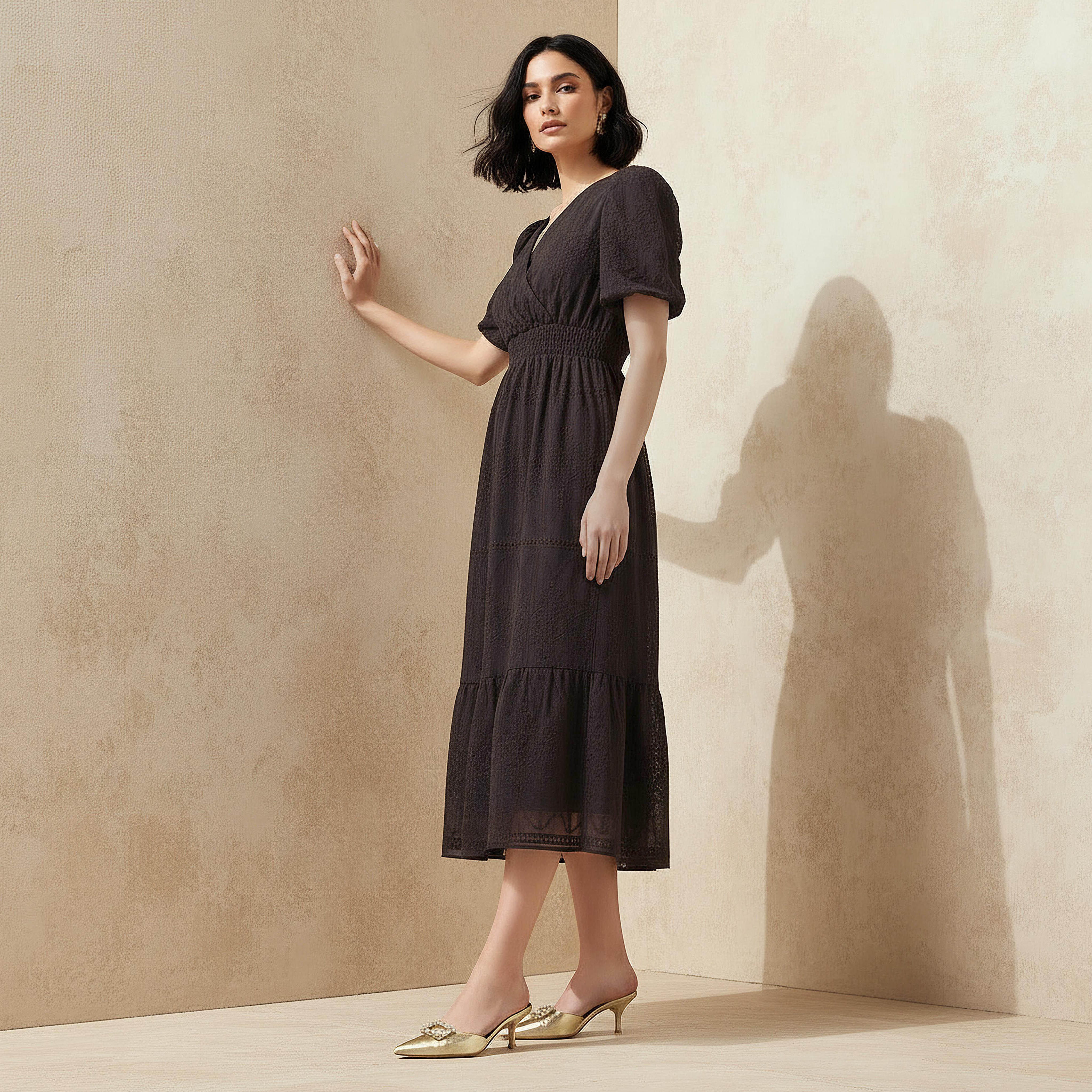 2Xtremz Midi Dress with Puff Sleeves and Embroidery-women-clothing-dresses-image-3