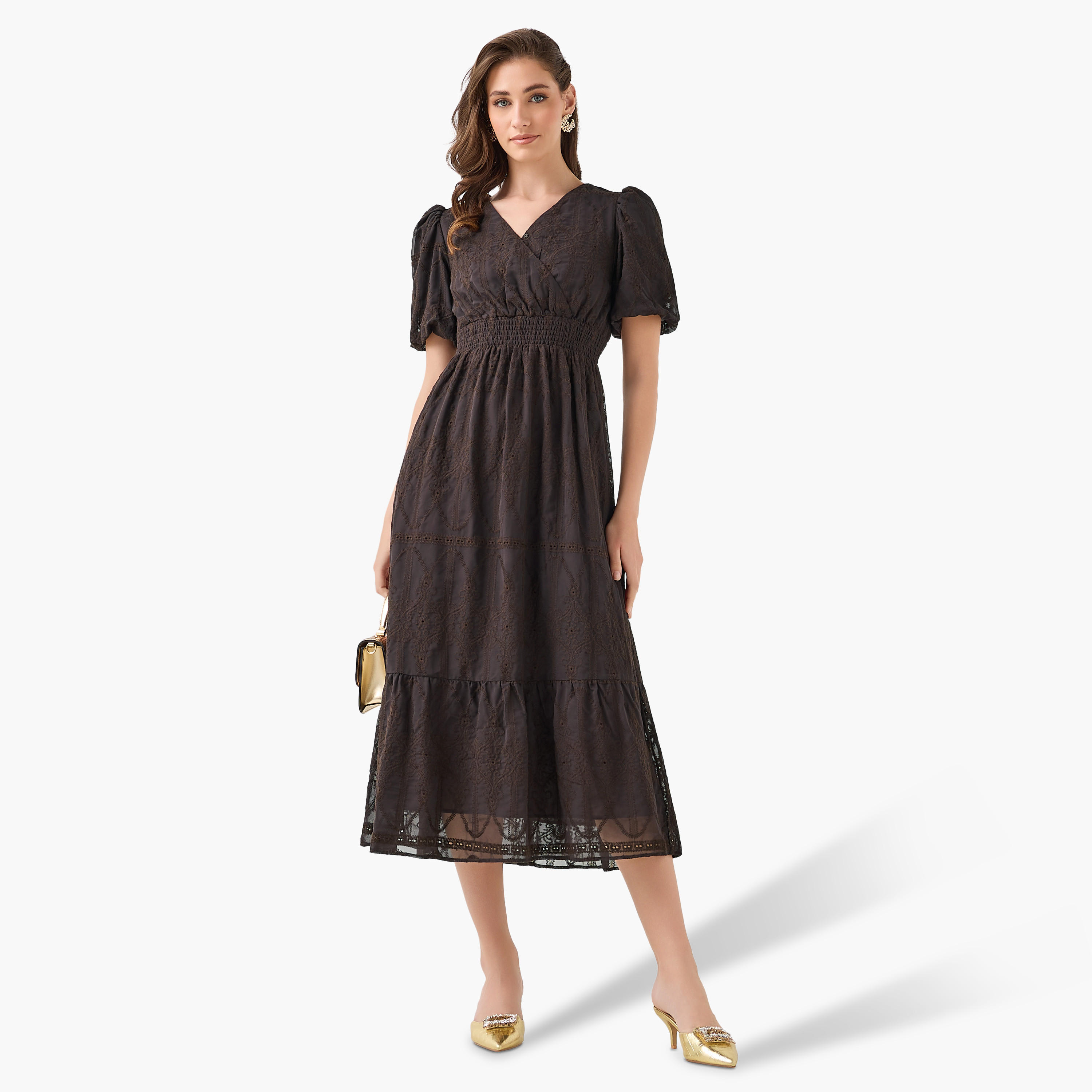 2Xtremz Midi Dress with Puff Sleeves and Embroidery-women-clothing-dresses-image-6