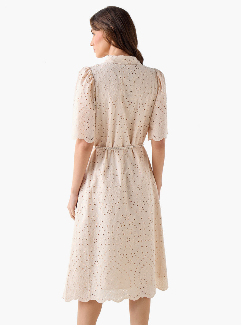 2Xtremz Schiffili Embroidered Women Shirt Dress with Tie-Up Belt Cotton-women-clothing-dresses-image-7