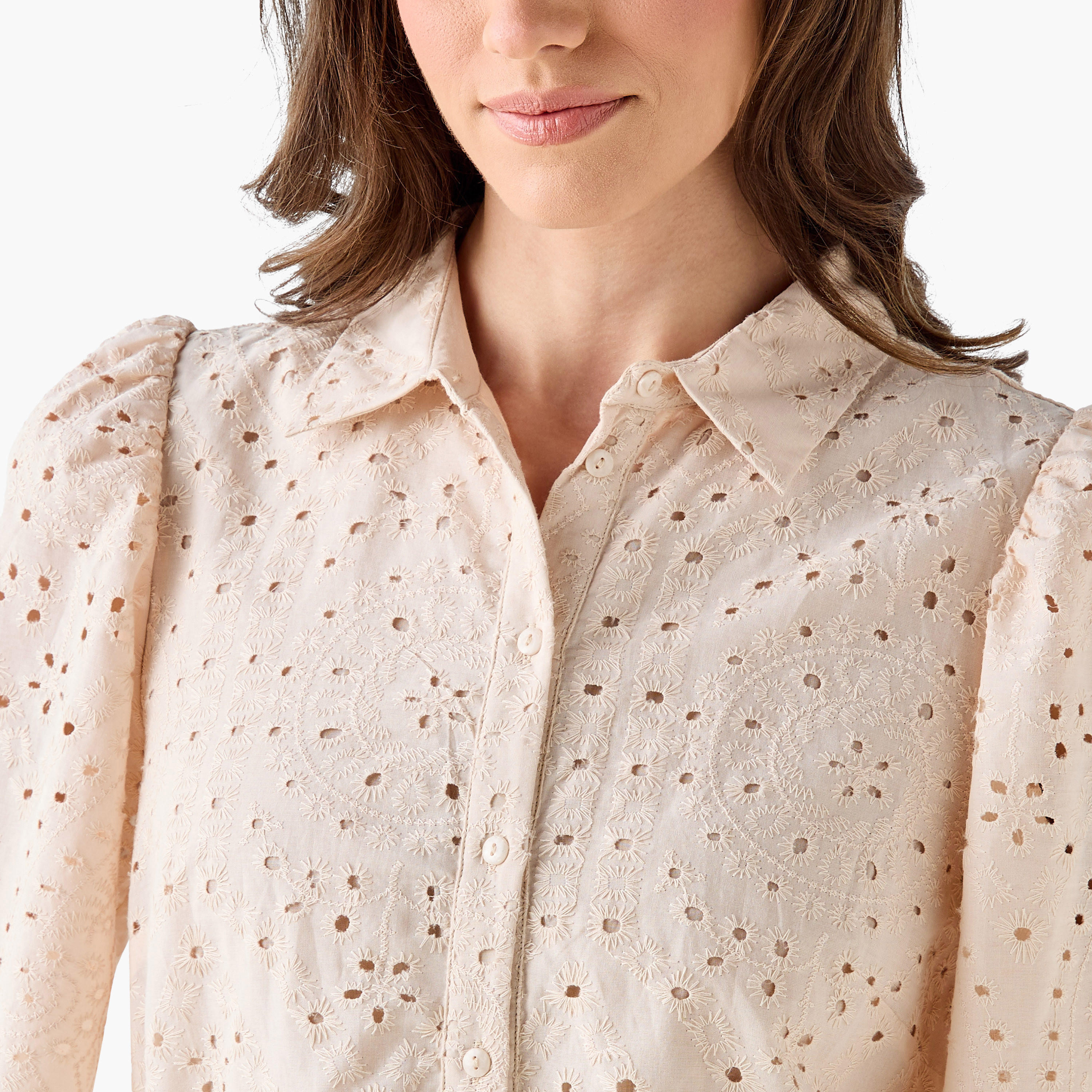 2Xtremz Schiffili Embroidered Women Shirt Dress with Tie-Up Belt Cotton-women-clothing-dresses-image-8