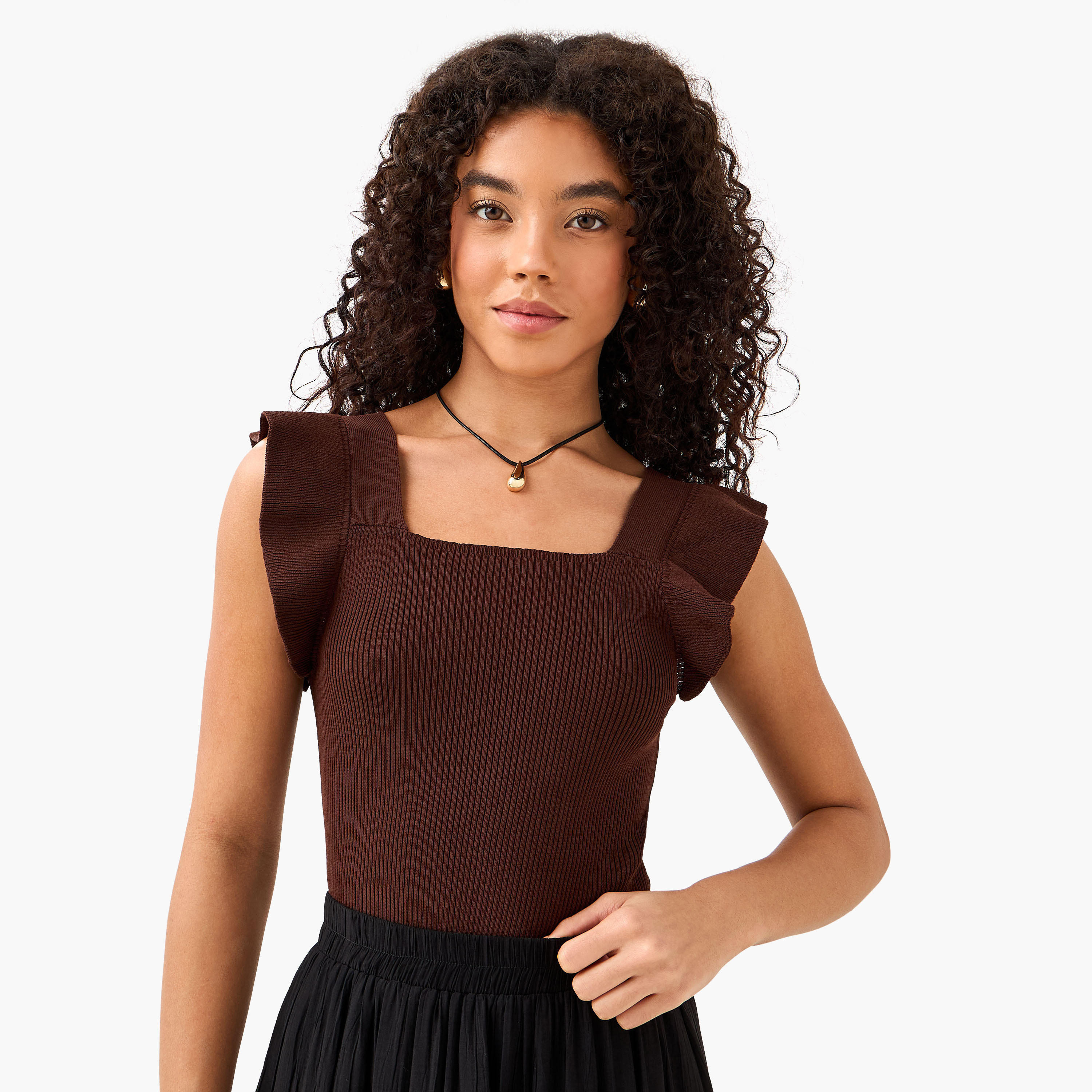 2Xtremz Sleeveless Top with Ribbed Ruffle Detail-women-clothing-shirtsandblouses-blouses-image-2
