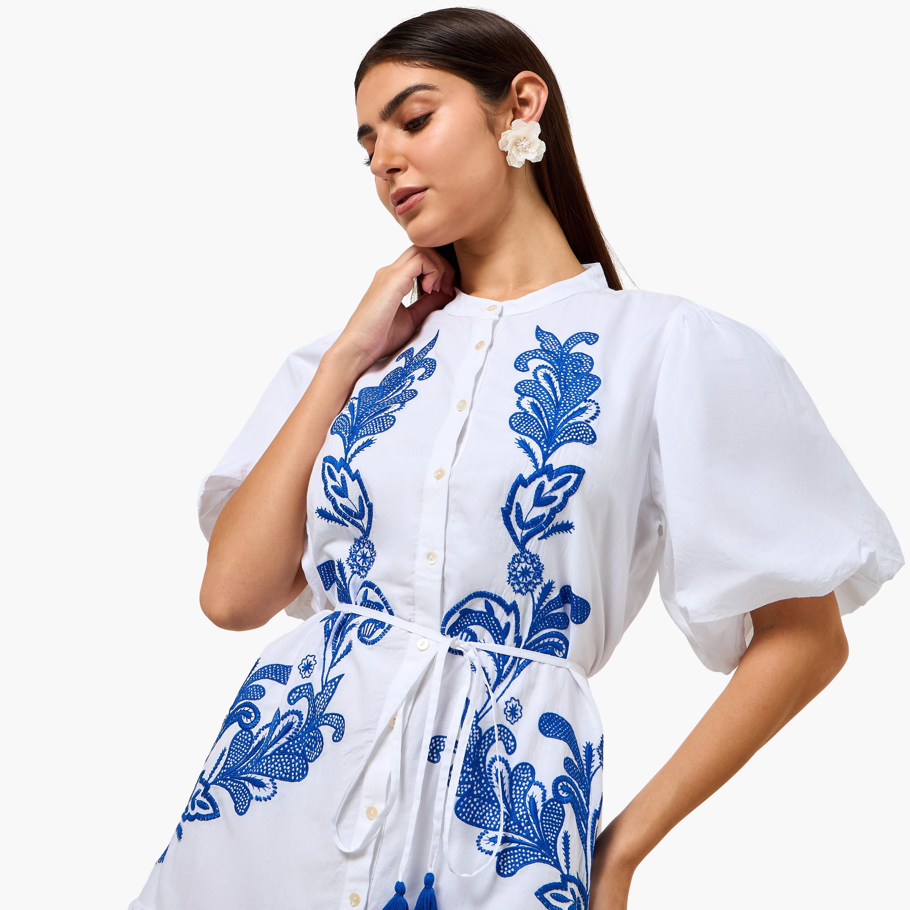 2Xtremz Embroidered Shirt Women Dress Flounce Hemline Cotton-women-clothing-dresses-image-6