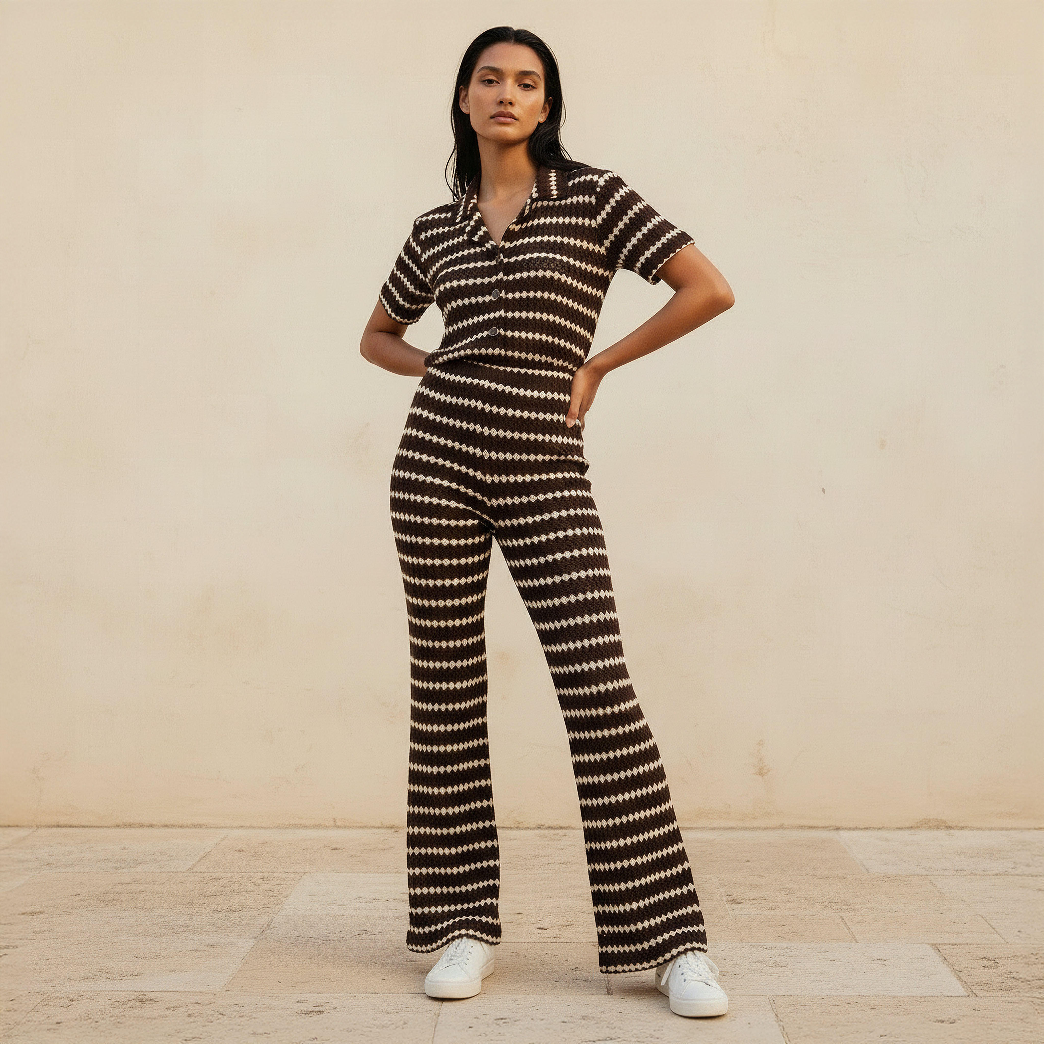 بنطلون مخطط بخصر متوسط الارتفاع من تو إكستريمز-women-clothing-bottoms-trousers-image-3