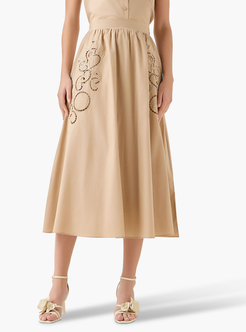 تنورة ميدي إيه لاين قطن بتفاصيل دانتيل من تو إكستريمز-women-clothing-bottoms-skirts-image-2