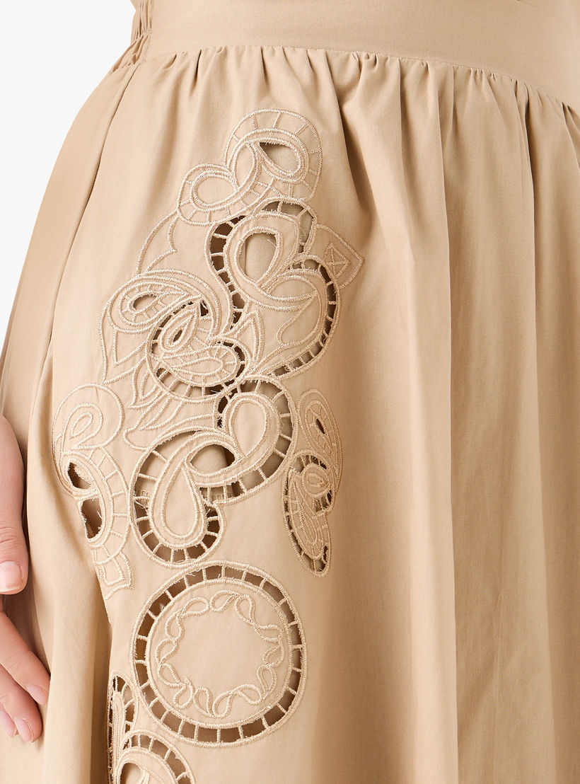 تنورة ميدي إيه لاين قطن بتفاصيل دانتيل من تو إكستريمز-women-clothing-bottoms-skirts-image-4