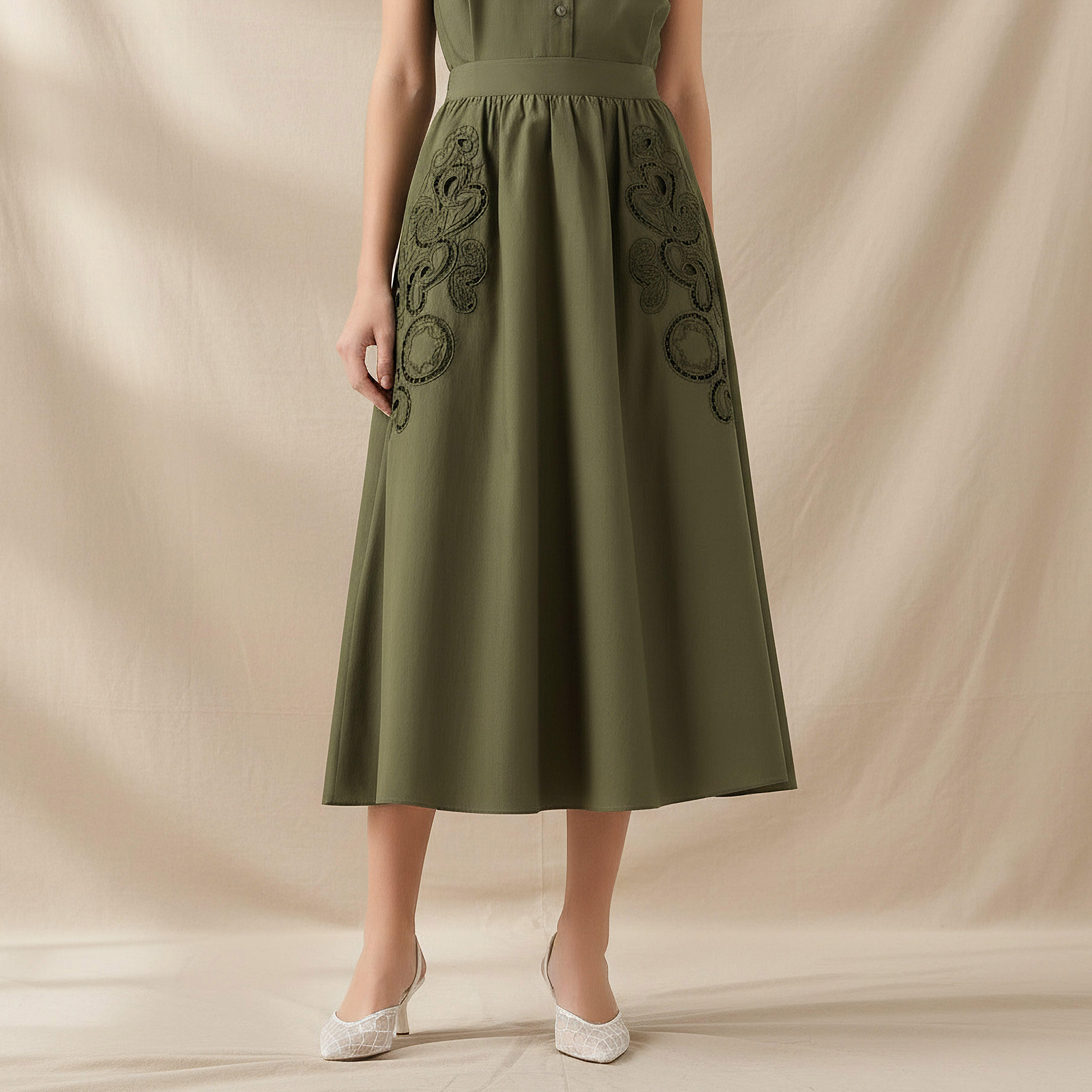 2Xtremz Midi Cotton A-line Skirt with Lace Inserts-women-clothing-bottoms-skirts-image-1