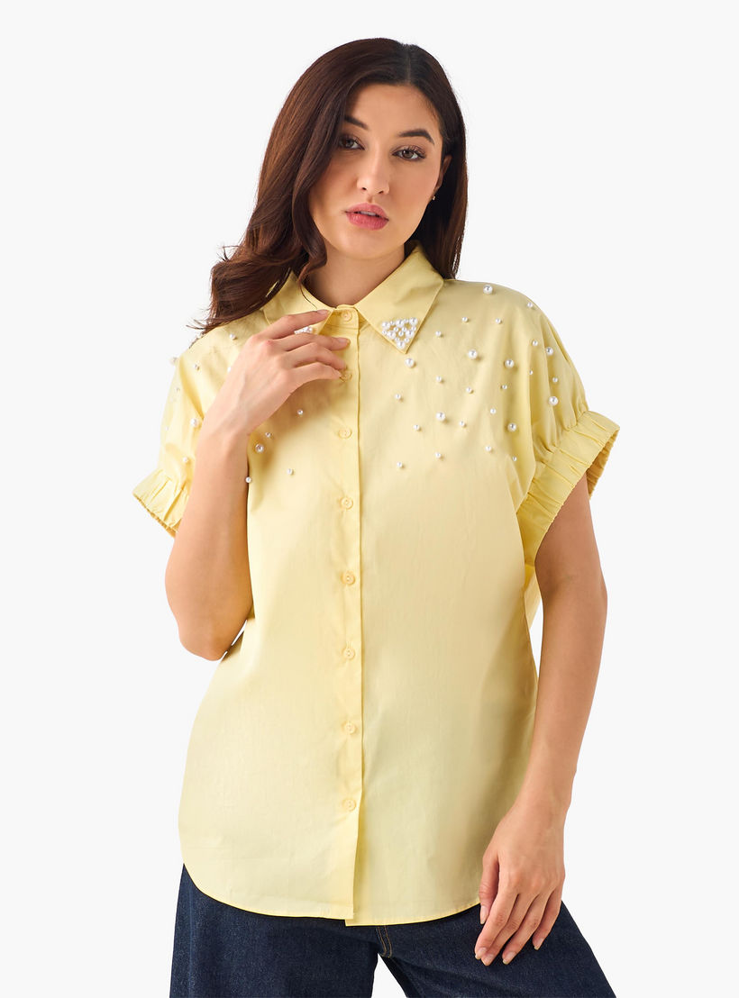 2Xtremz Cotton Shirt with Pearl Embellishment-women-clothing-shirtsandblouses-shirts-image-4