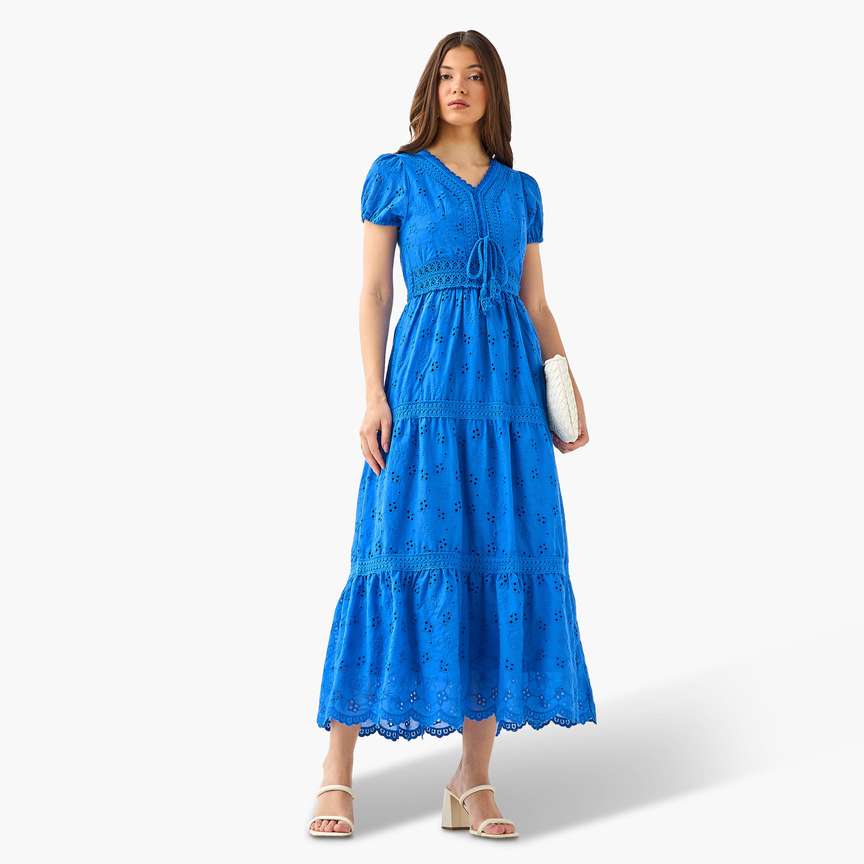 فستان قطن إيه لاين ميدي متعدد الطبقات بتطريز شيفلي من تو إكستريمز-women-clothing-dresses-image-4