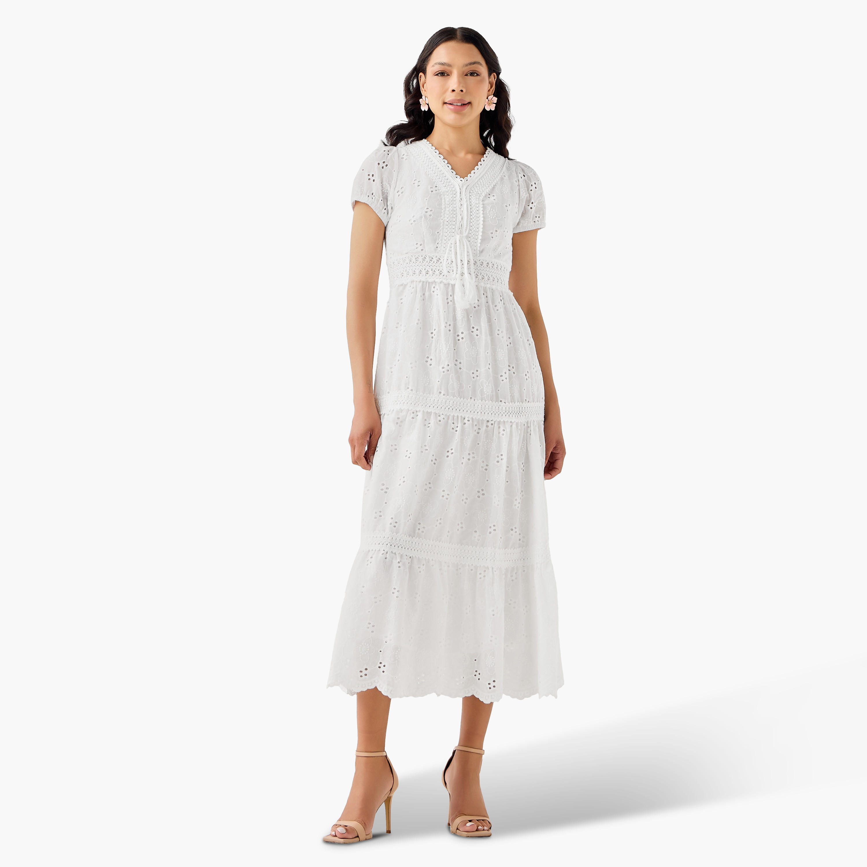 فستان قطن إيه لاين ميدي متعدد الطبقات بتطريز شيفلي من تو إكستريمز-women-clothing-dresses-image-3