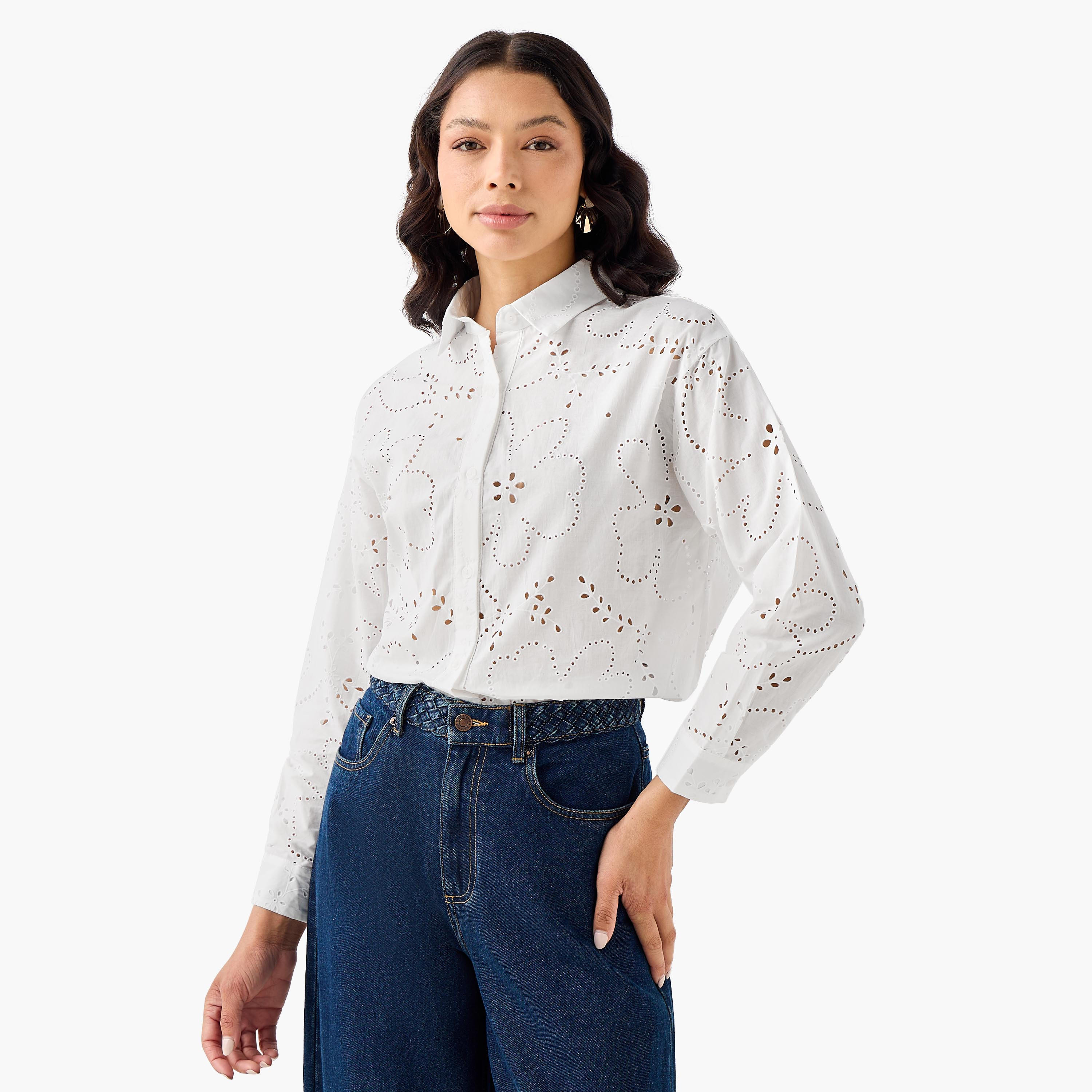 قميص قطن بتطريز شيفلي من تو إكستريمز-women-clothing-shirtsandblouses-shirts-image-3