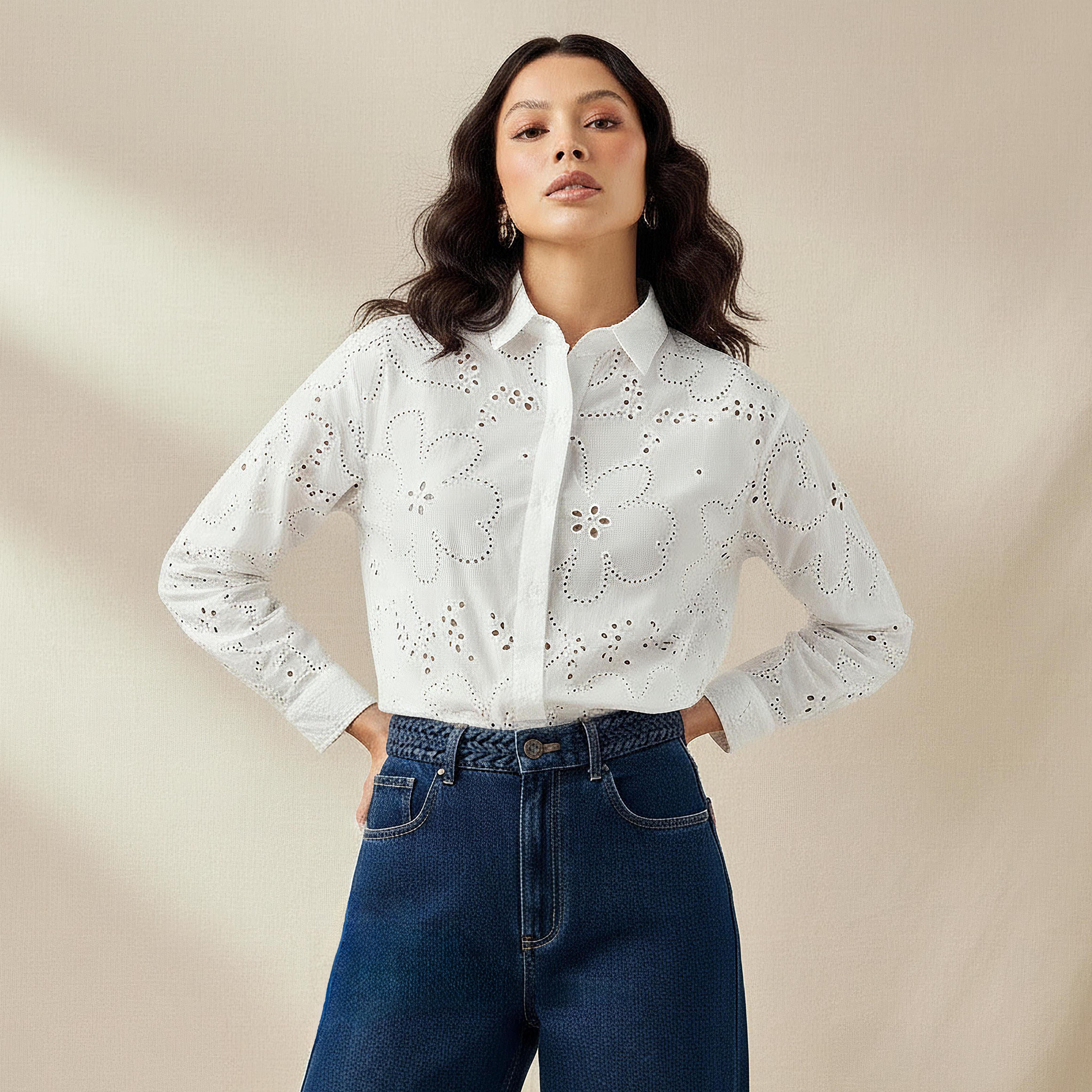 2Xtremz Cotton Shirt with Schiffli Embroidery-women-clothing-shirtsandblouses-shirts-image-1