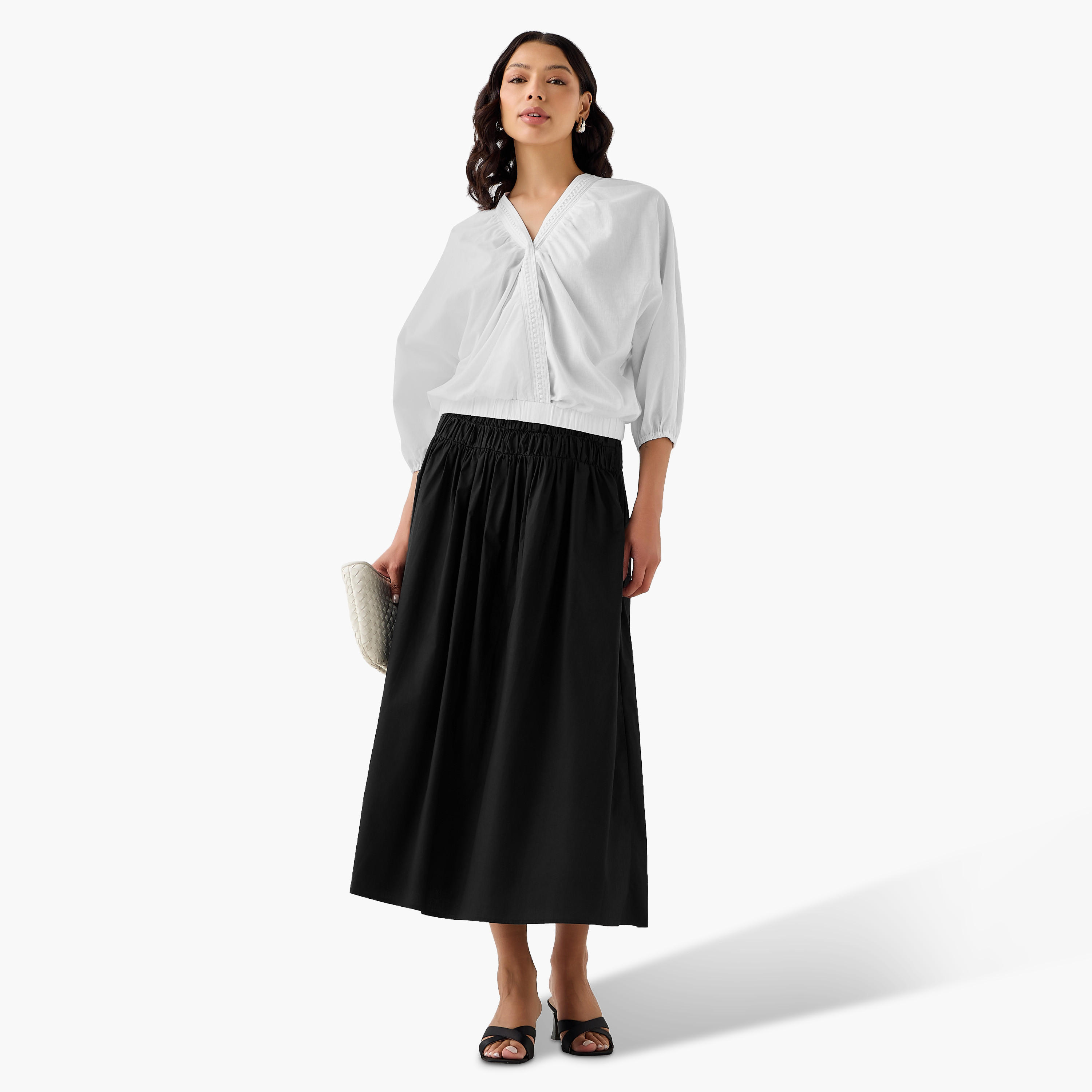 تنورة ميدي قطن إيه لاين بسحاب جانبي من توإكستريمز-women-clothing-bottoms-skirts-image-4