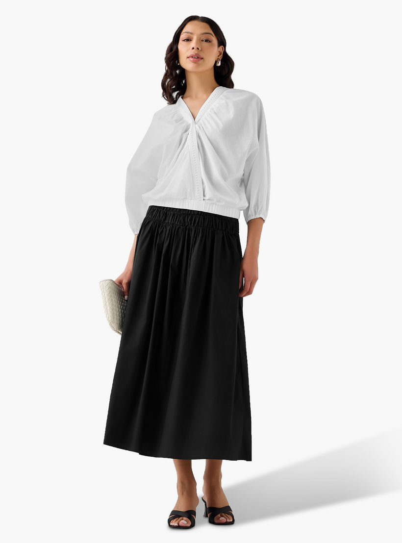 تنورة ميدي قطن إيه لاين بسحاب جانبي من توإكستريمز-women-clothing-bottoms-skirts-image-3