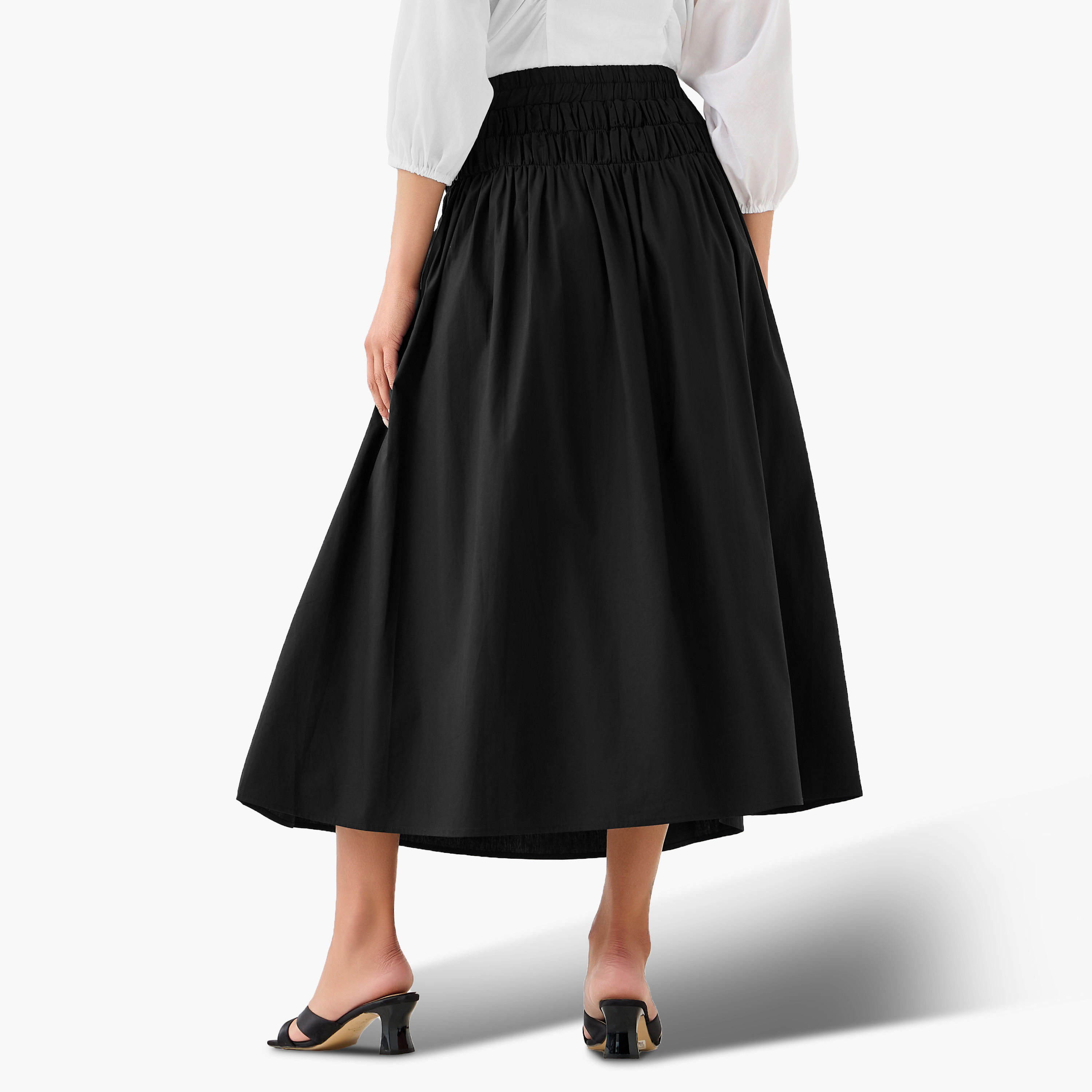 تنورة ميدي قطن إيه لاين بسحاب جانبي من توإكستريمز-women-clothing-bottoms-skirts-image-4