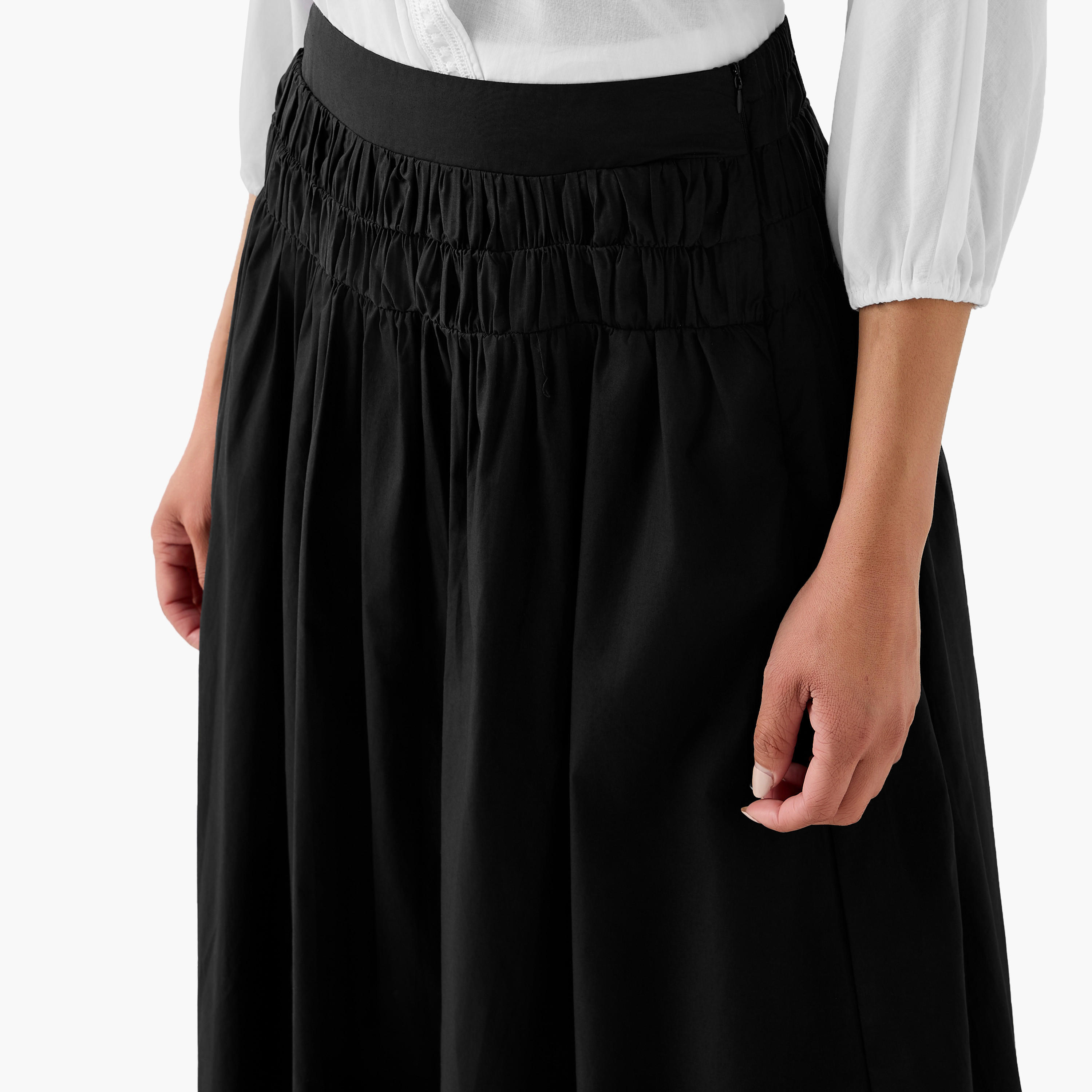 تنورة ميدي قطن إيه لاين بسحاب جانبي من توإكستريمز-women-clothing-bottoms-skirts-image-5