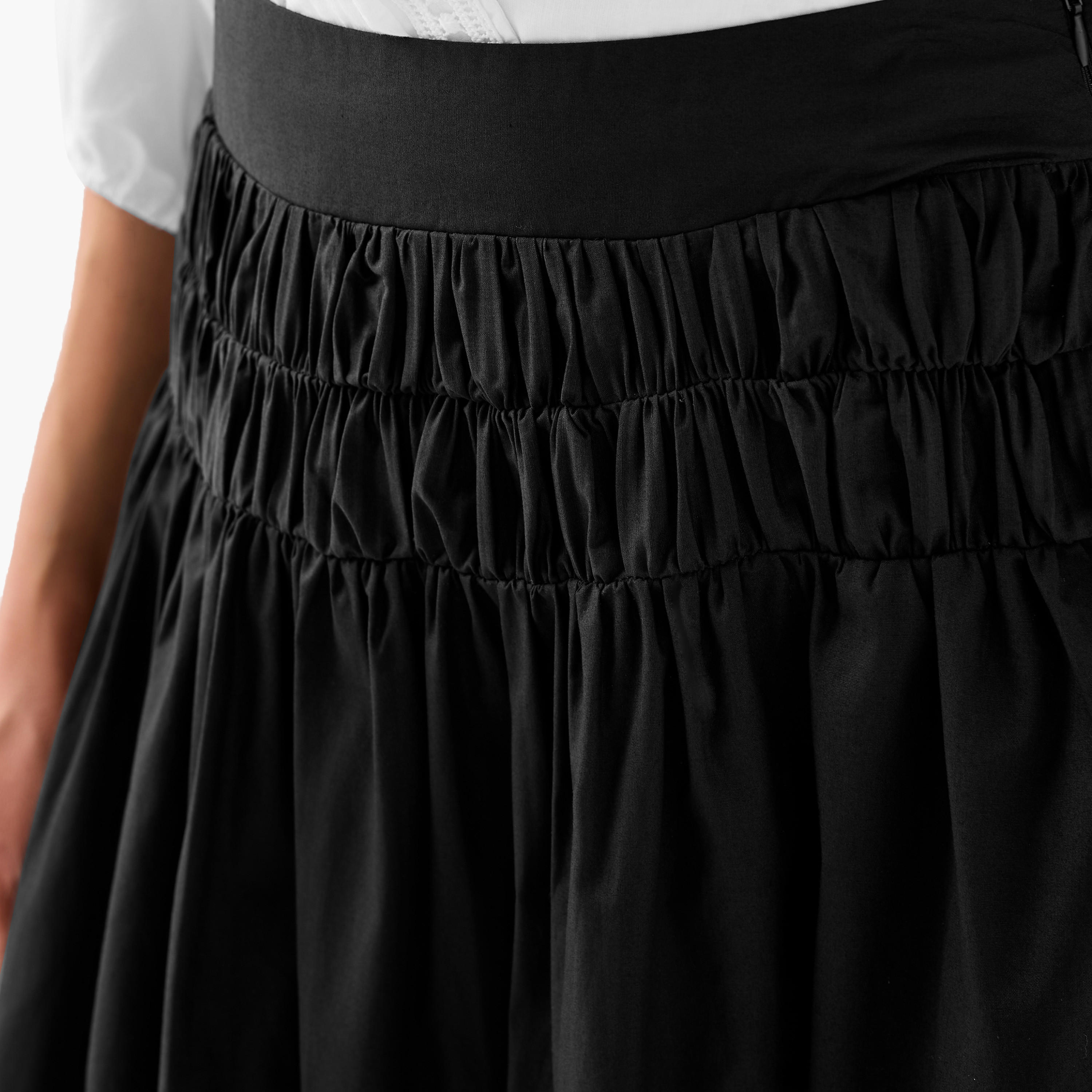 تنورة ميدي قطن إيه لاين بسحاب جانبي من توإكستريمز-women-clothing-bottoms-skirts-image-1