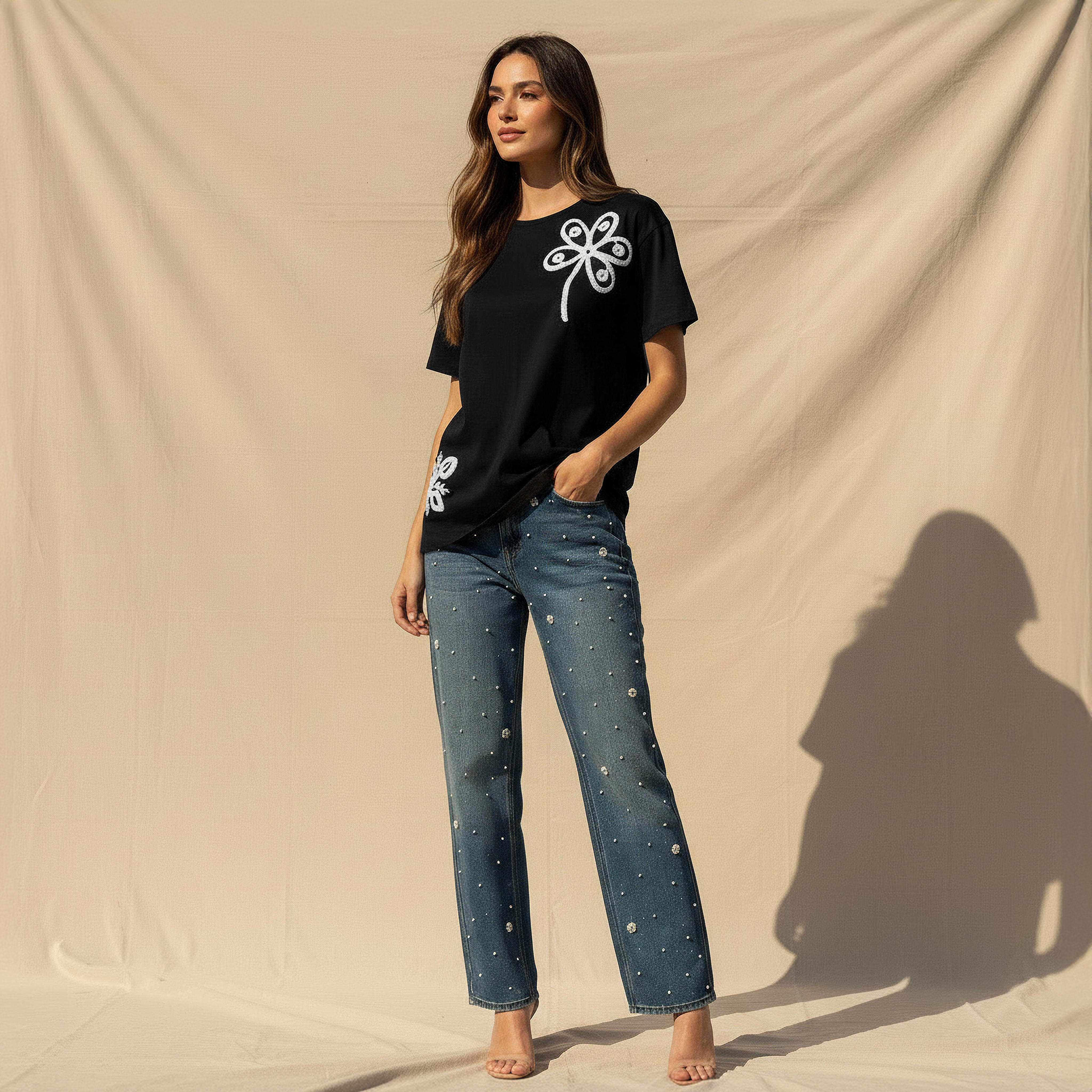 2Xtremz Regular Fit Cotton T-shirt with Crochet Detail-women-clothing-tshirts-image-3