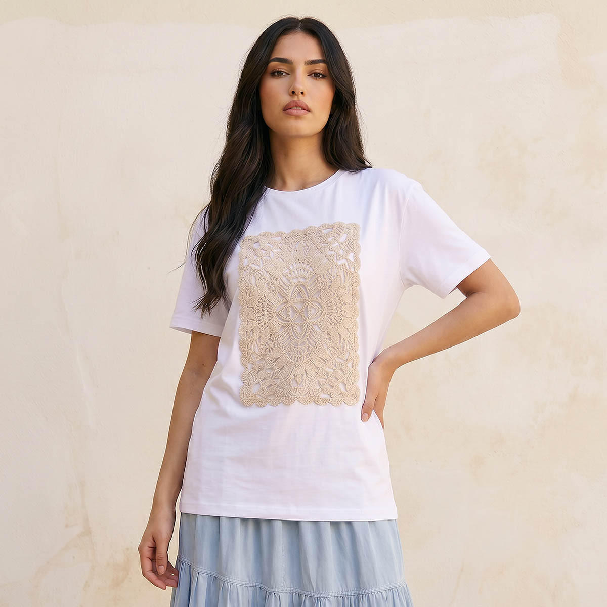 2Xtremz Relaxed Fit Cotton T-shirt with Crochet Detail-women-clothing-tshirts-image-1