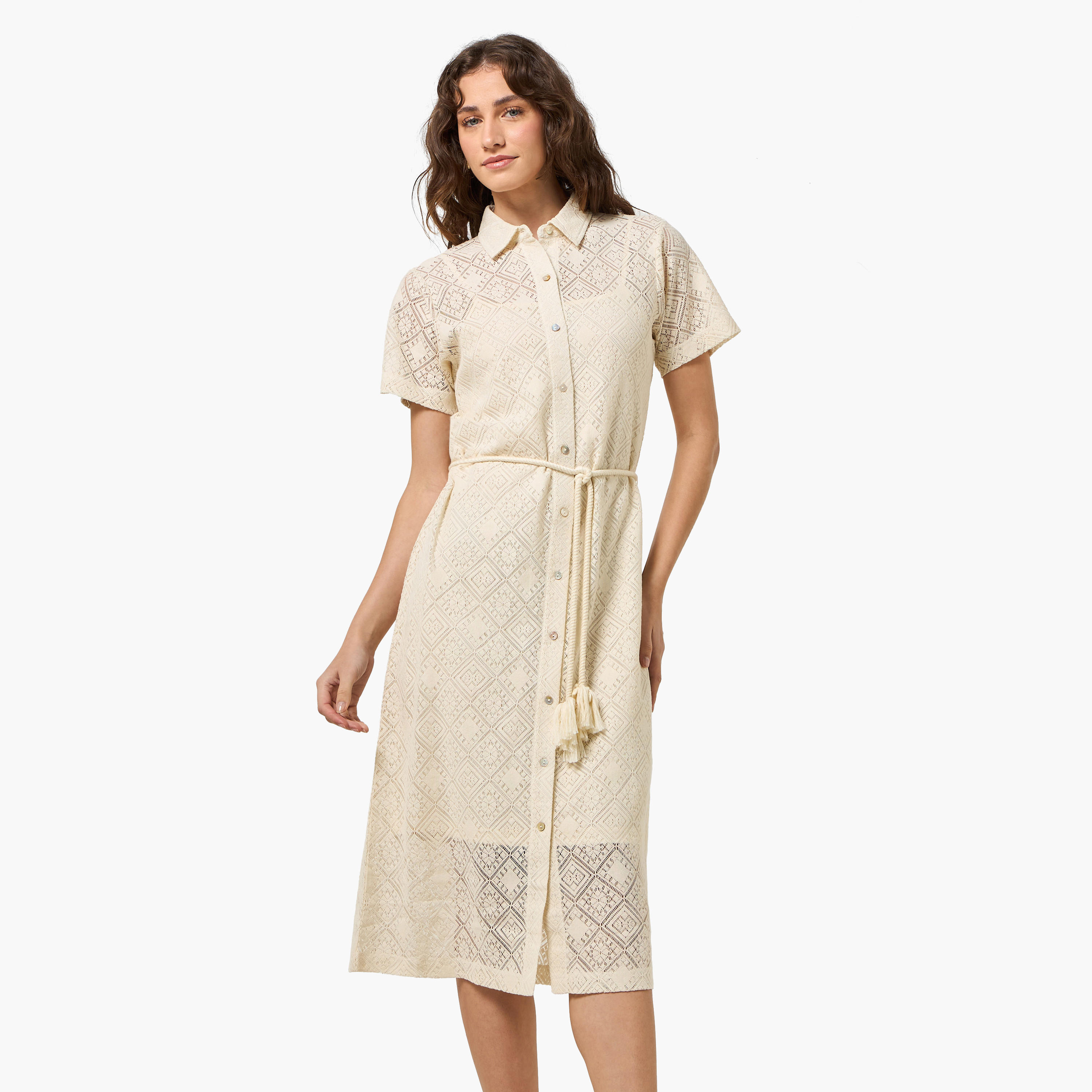 2Xtremz Shirt Style Women Dress with Lace Design-women-clothing-dresses-image-2