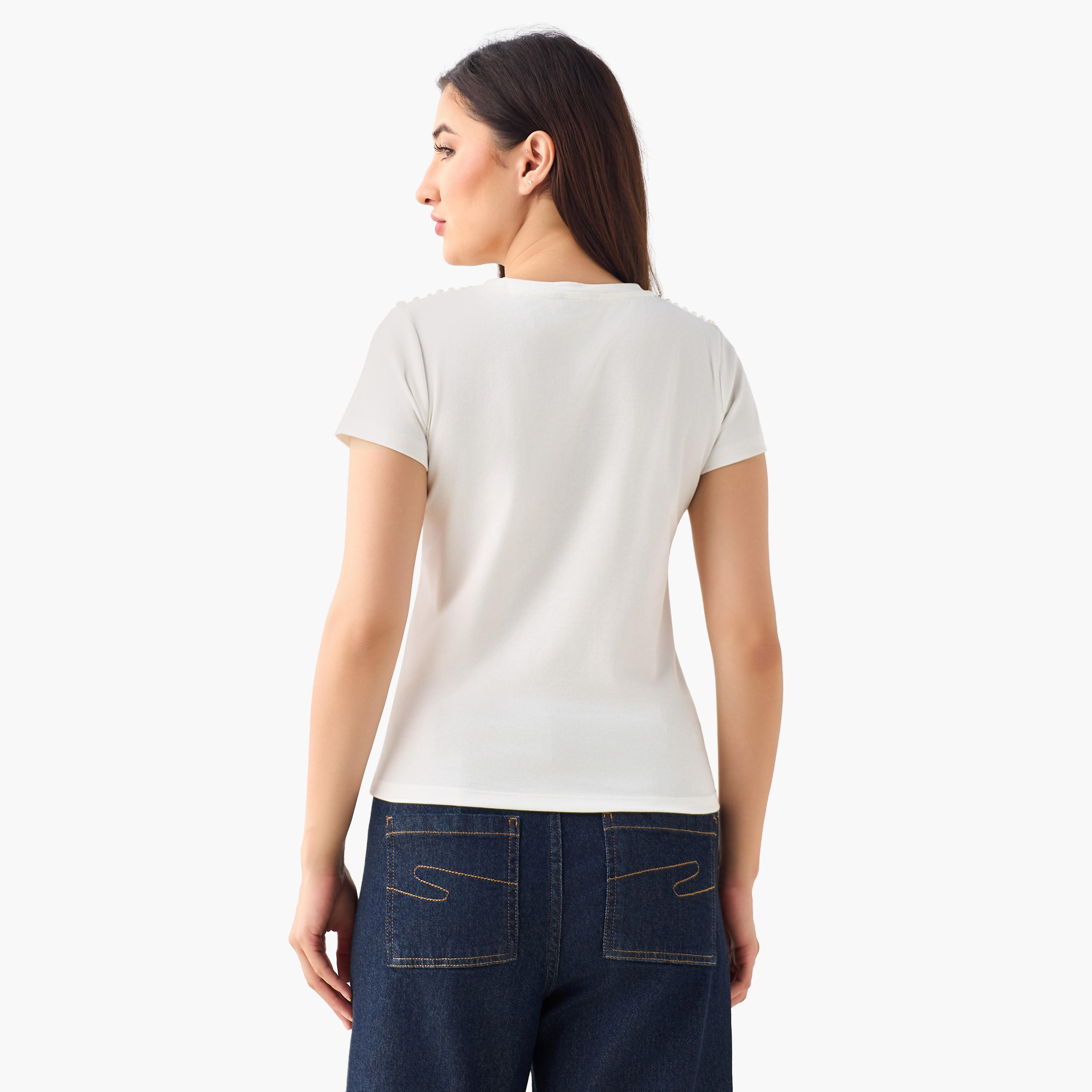 تيشيرت بتزيينات لؤلؤ من تو إكستريمز-women-clothing-tshirts-image-6