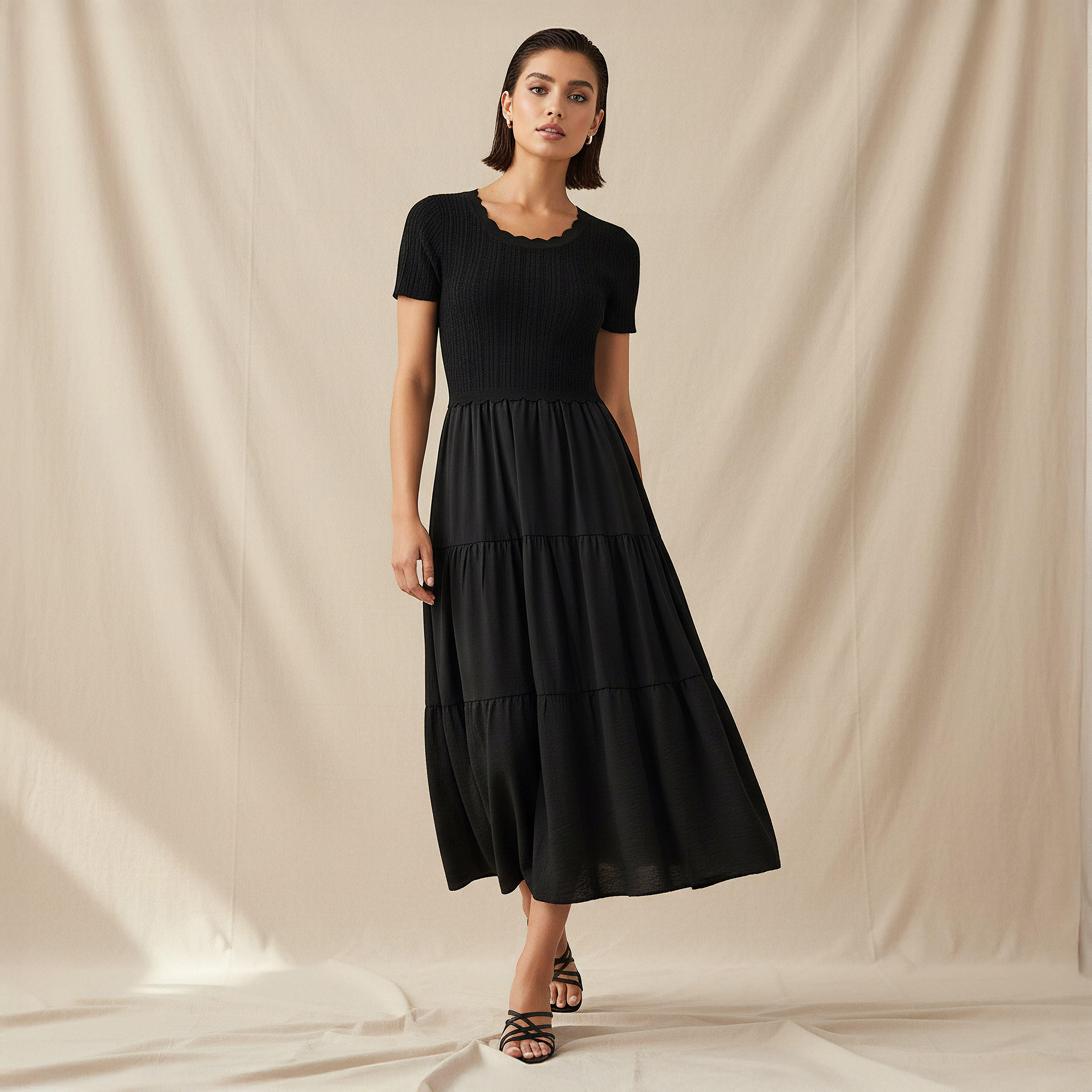 فستان ميدي بتصميم طبقات من تو إكستريمز-women-clothing-dresses-image-7