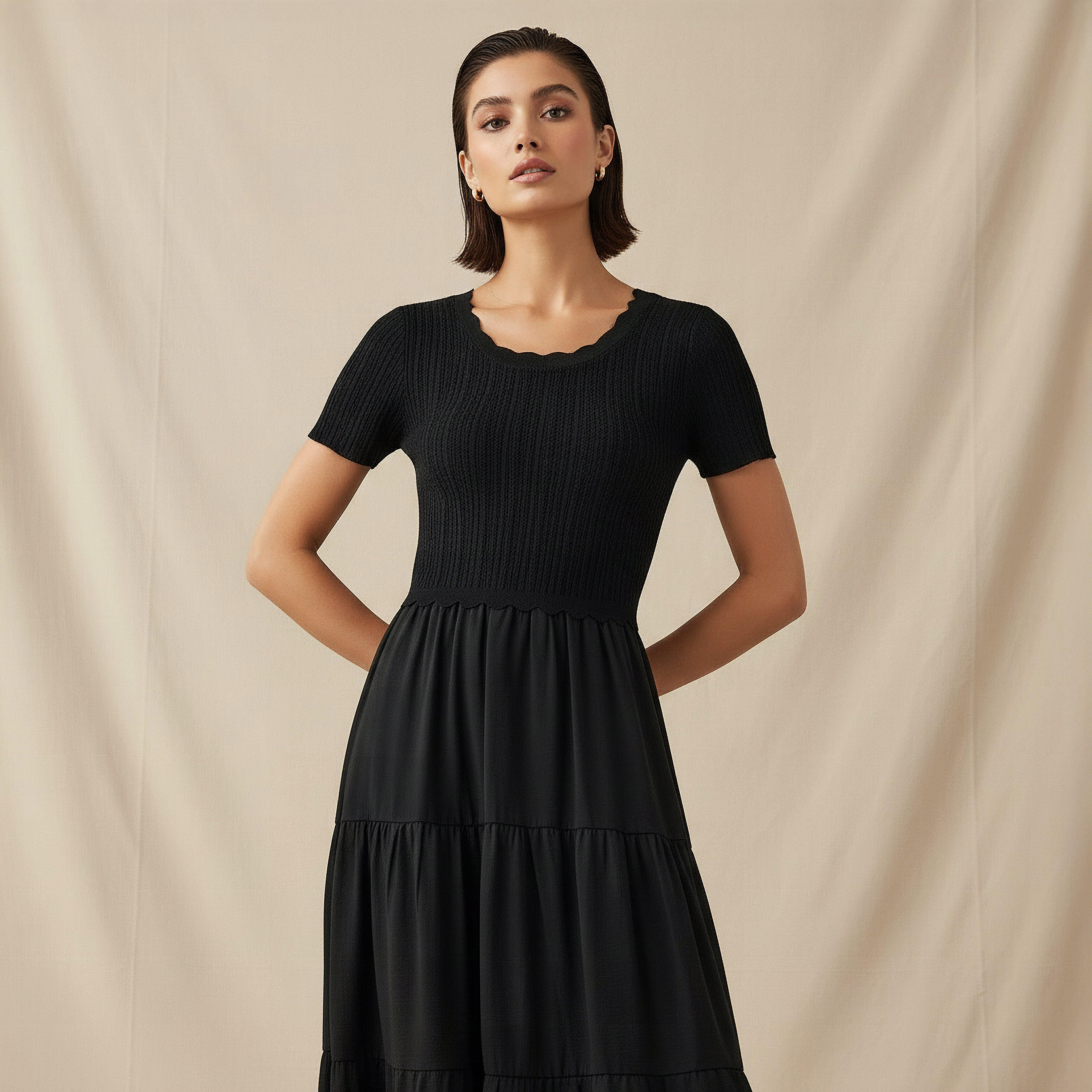 فستان ميدي بتصميم طبقات من تو إكستريمز-women-clothing-dresses-image-2