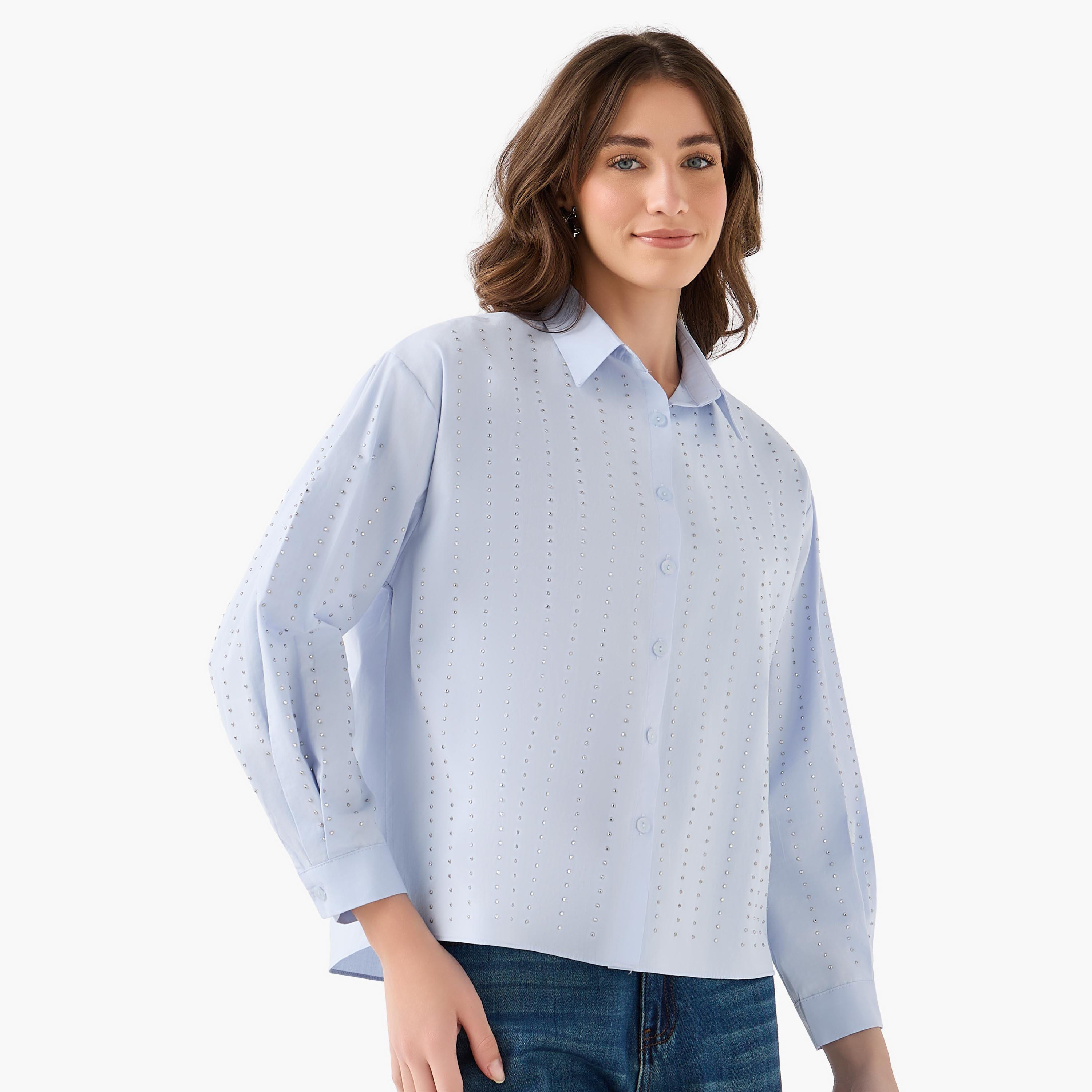 2Xtremz Cotton Shirt with Embellished Detail-women-clothing-shirtsandblouses-shirts-image-2