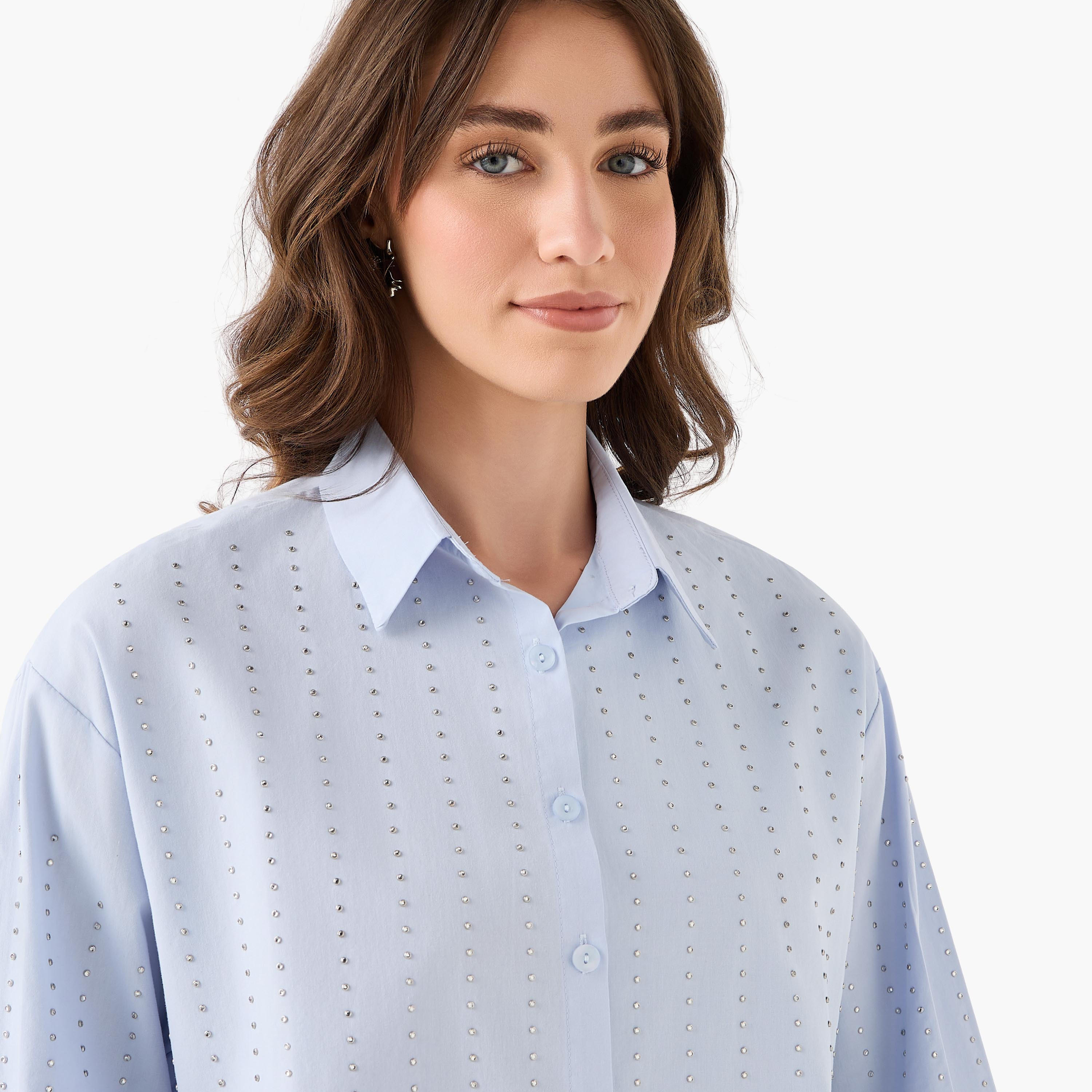 2Xtremz Cotton Shirt with Embellished Detail-women-clothing-shirtsandblouses-shirts-image-4
