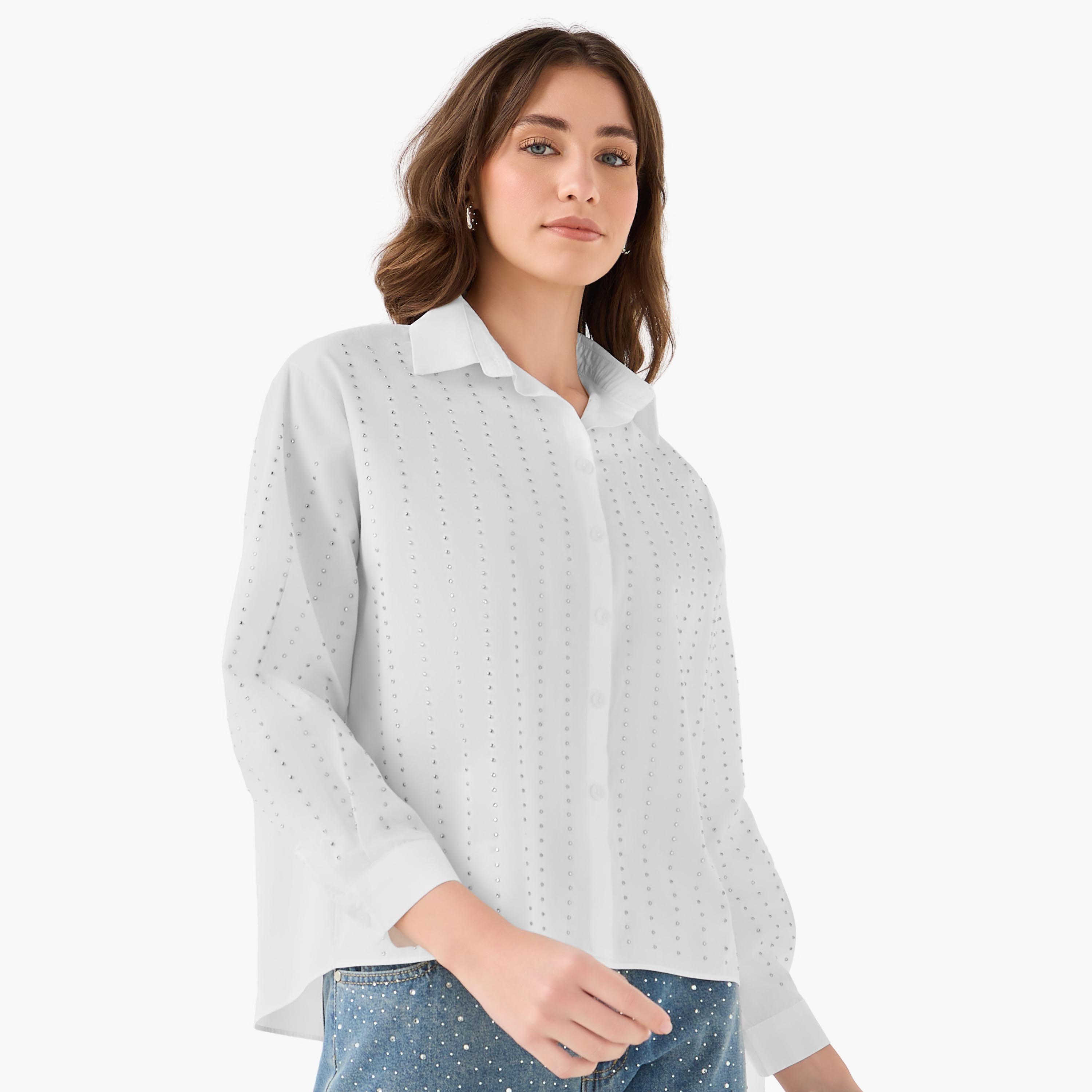 قميص قطن مزين من تو إكستريمز-women-clothing-shirtsandblouses-shirts-image-2