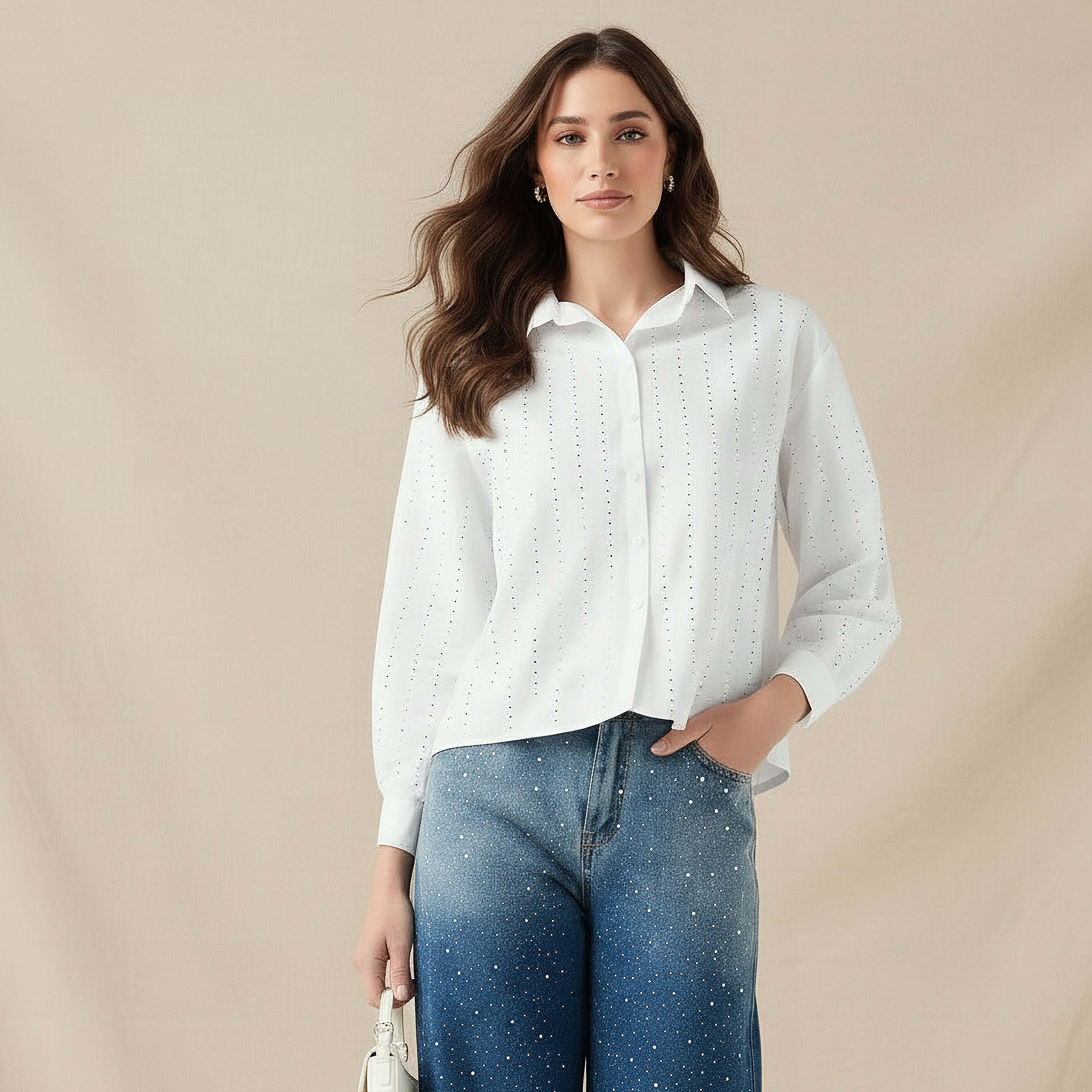 2Xtremz Cotton Shirt with Embellished Detail-women-clothing-shirtsandblouses-shirts-image-1