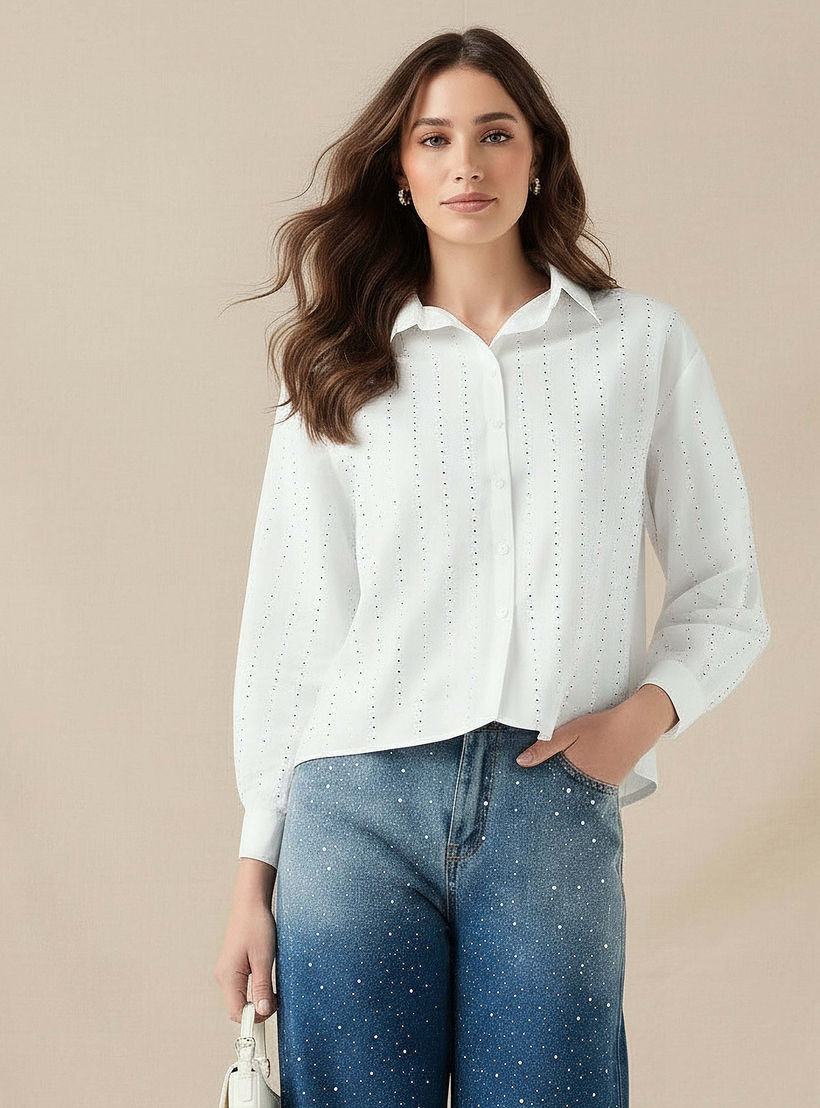 قميص قطن مزين من تو إكستريمز-women-clothing-shirtsandblouses-shirts-image-1