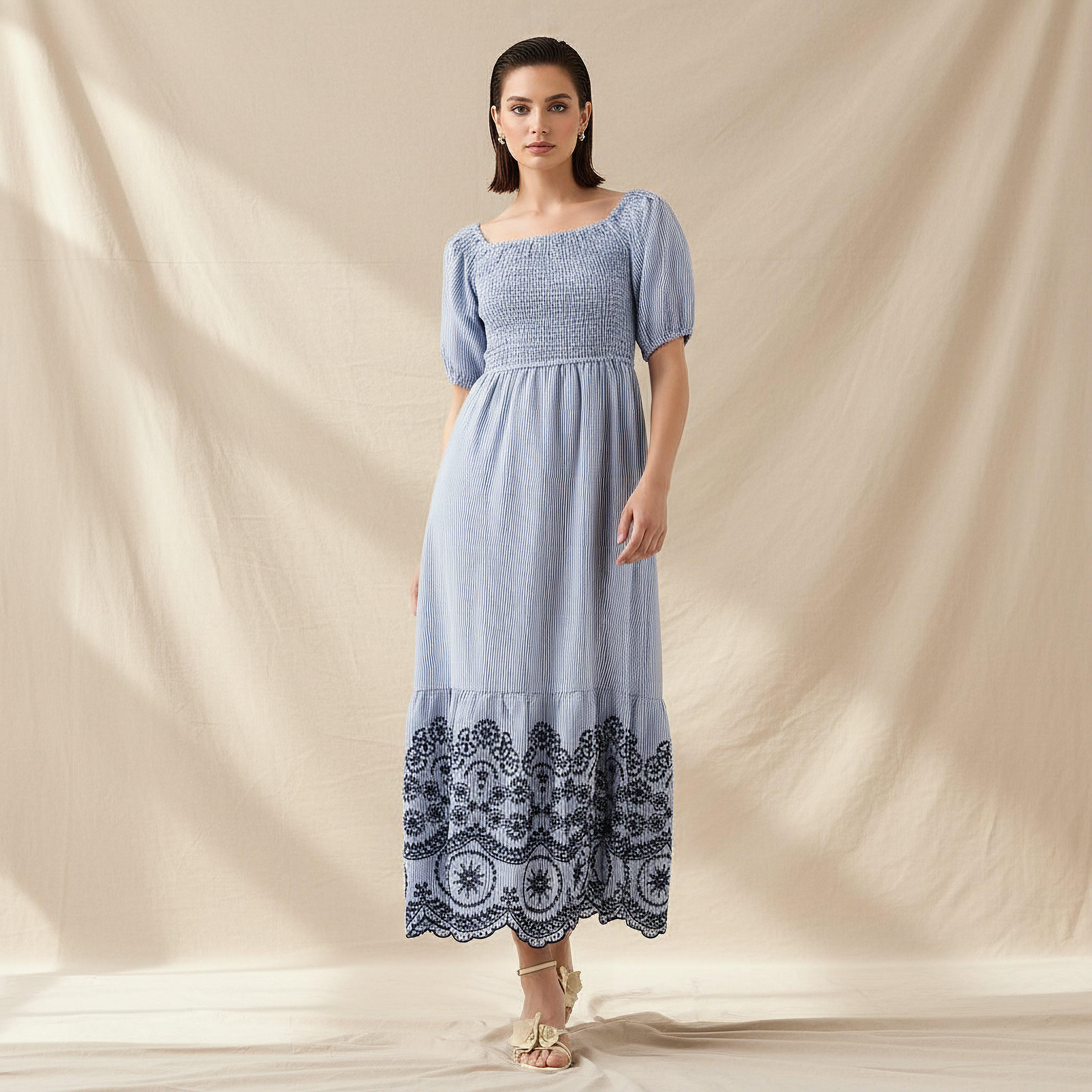 فستان ميدي بتطريز على الحافة من تو إكستريمز-women-clothing-dresses-image-1