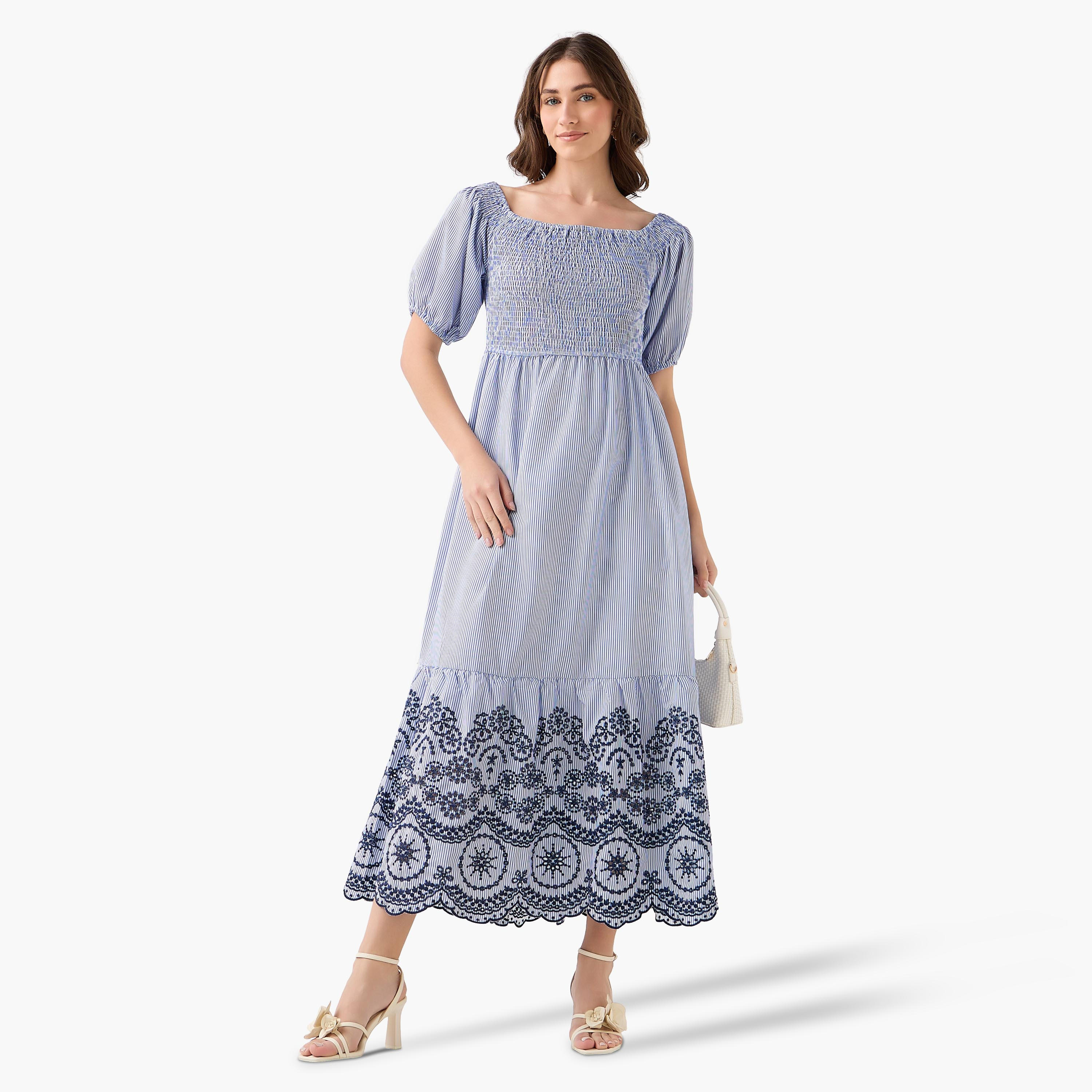 فستان ميدي بتطريز على الحافة من تو إكستريمز-women-clothing-dresses-image-4