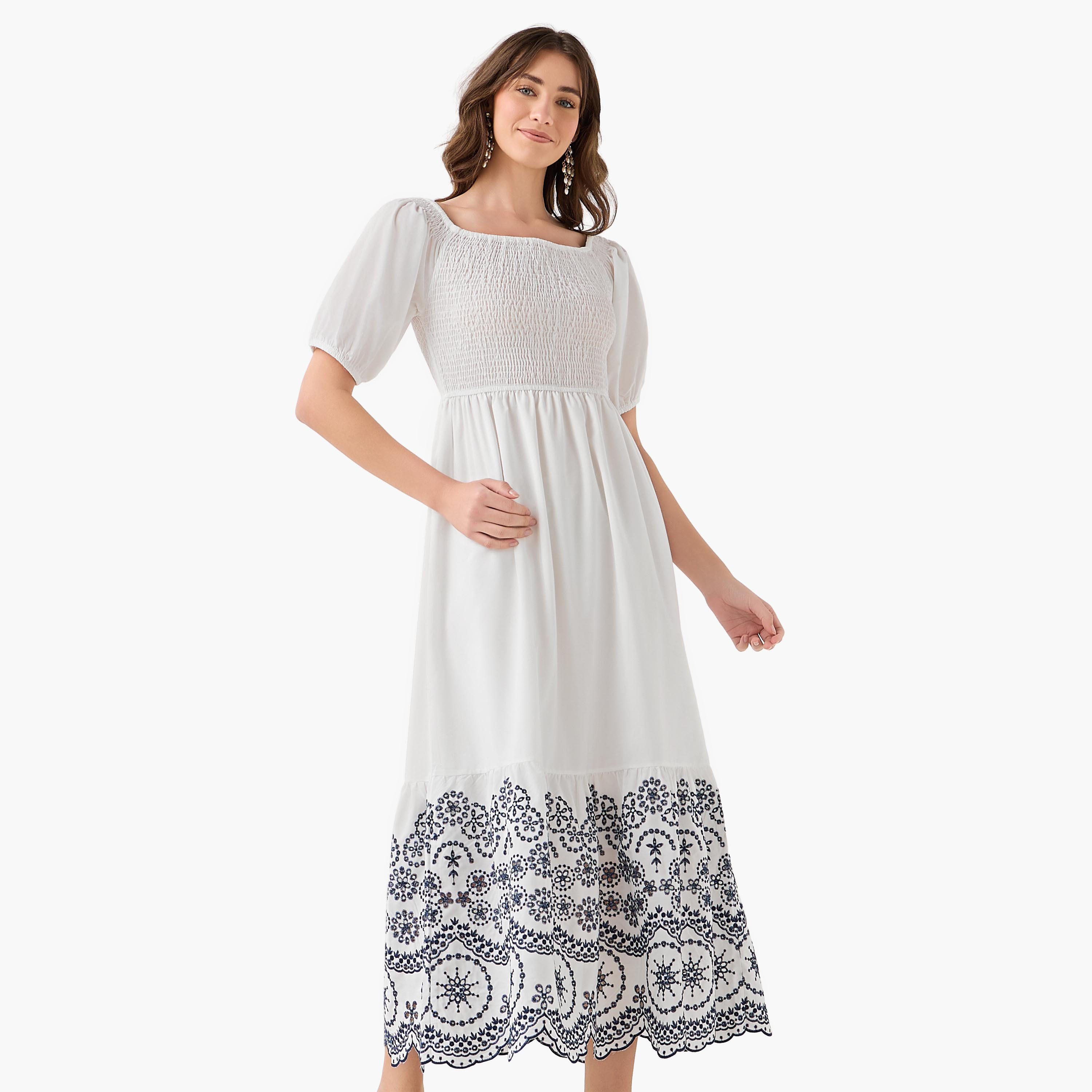 فستان ميدي بتطريز على الحافة من تو إكستريمز-women-clothing-dresses-image-2
