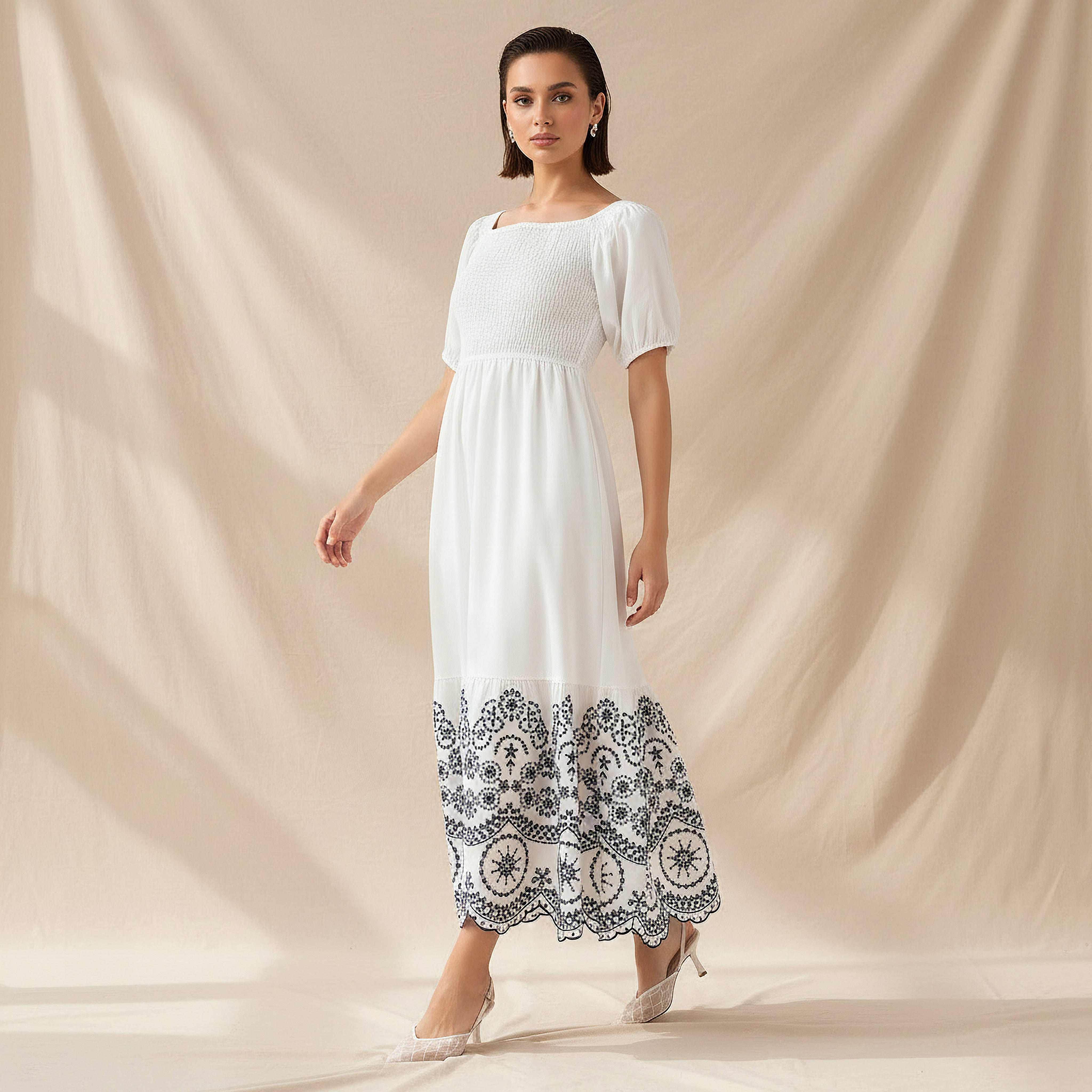 فستان ميدي بتطريز على الحافة من تو إكستريمز-women-clothing-dresses-image-1