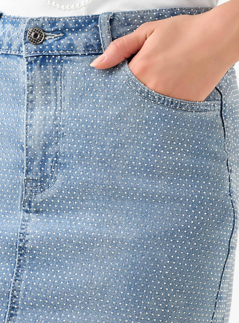 تنورة ميني دينم بتفاصيل مزينة من توإكستريمز-women-clothing-bottoms-skirts-image-2