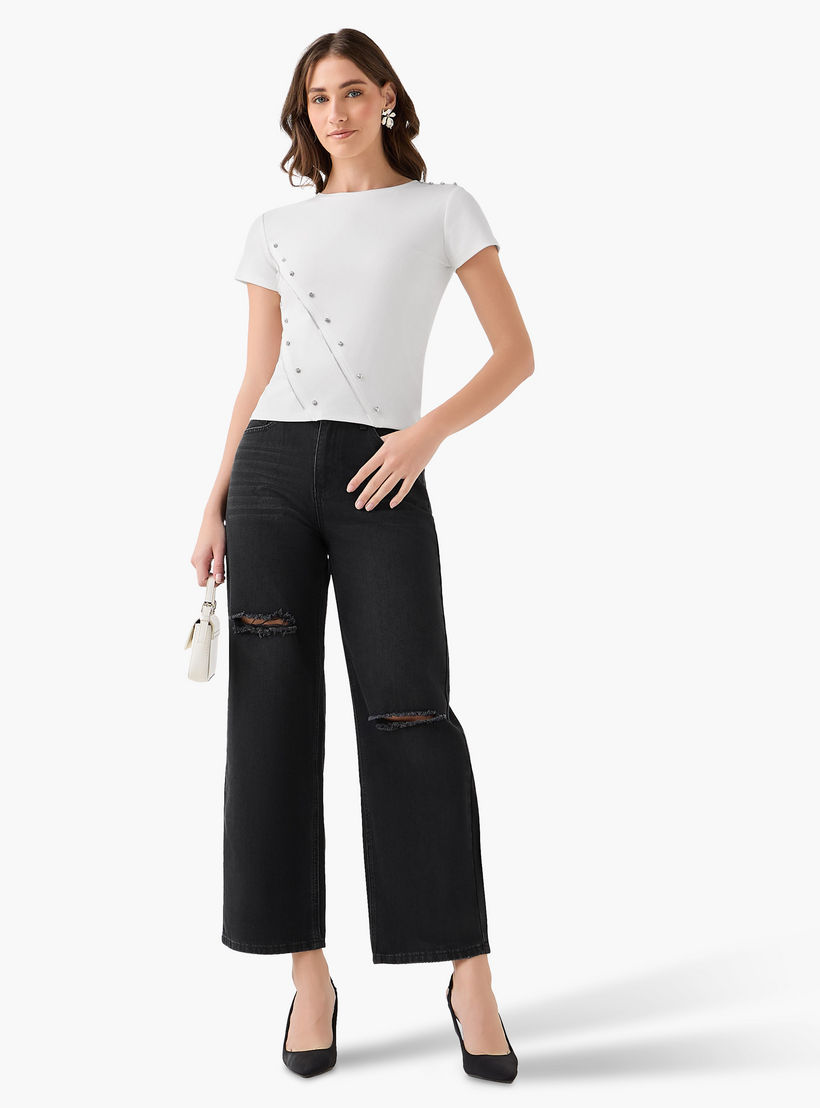 بنطلون جينز بخصر متوسط الارتفاع وتفاصيل ممزقة من تو إكستريمز-women-clothing-bottoms-jeans-image-3