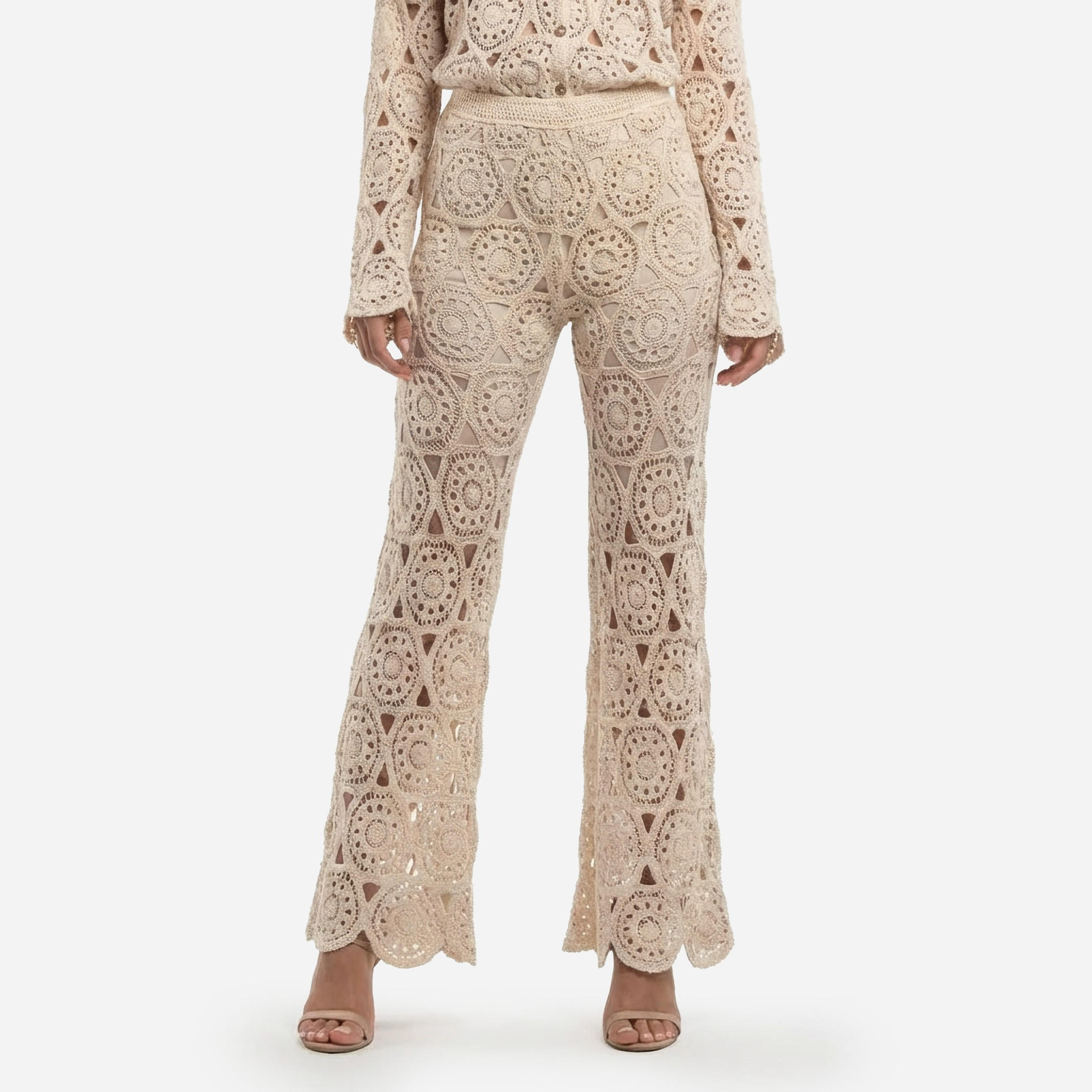 2Xtremz Flare Fit High-Rise Crochet Lace Detail Pants-women-clothing-coordsets-image-5